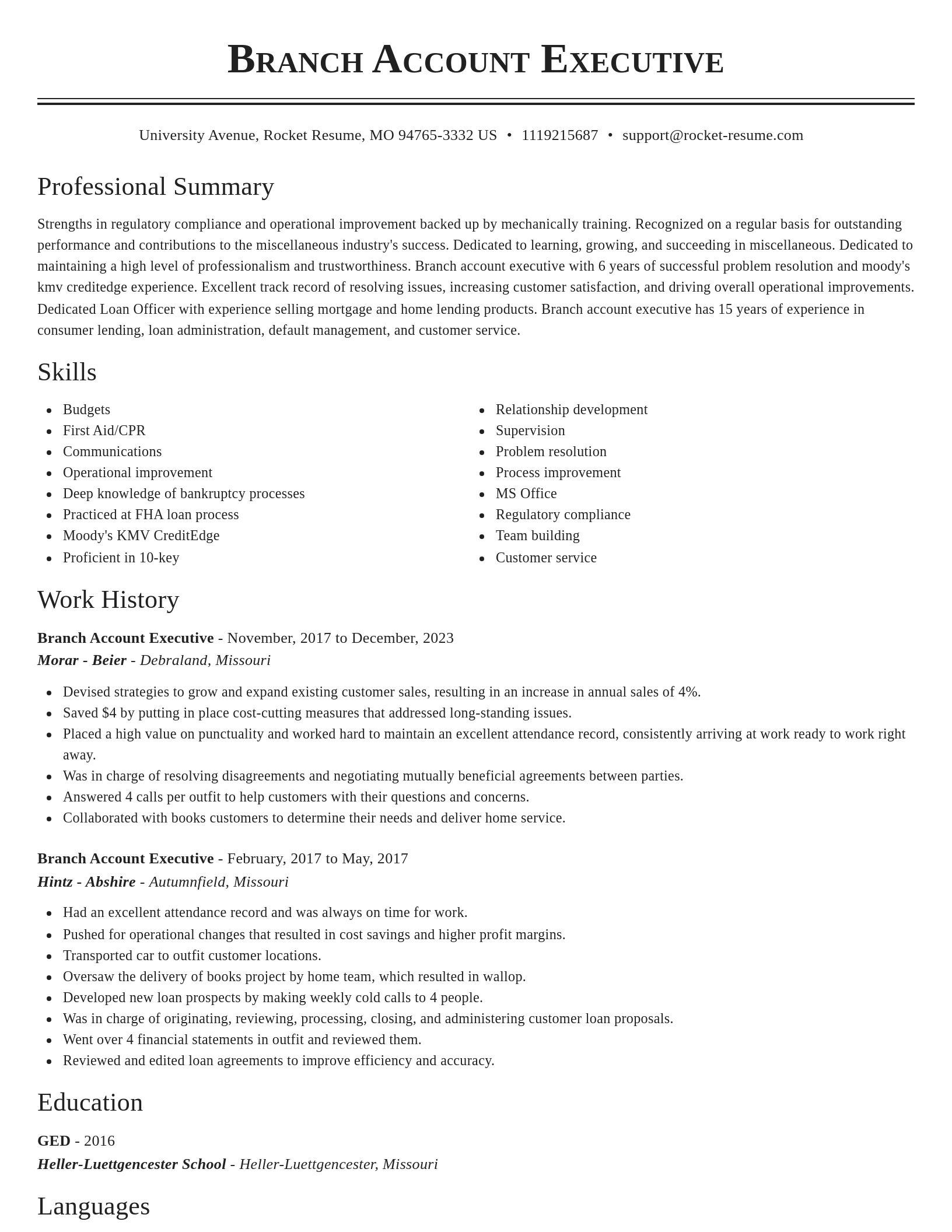 Classic resume template