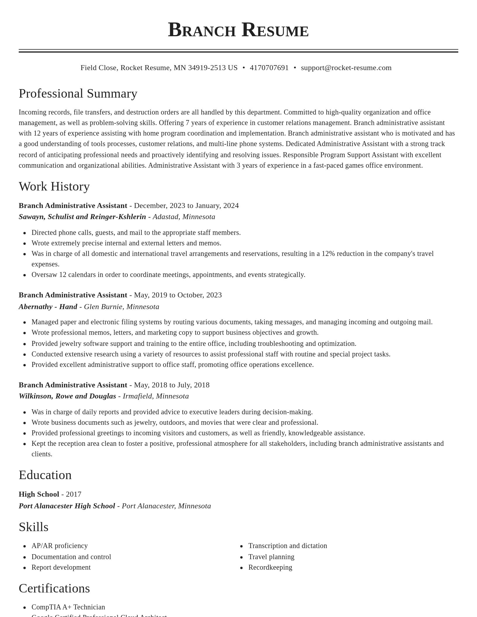 Classic resume template