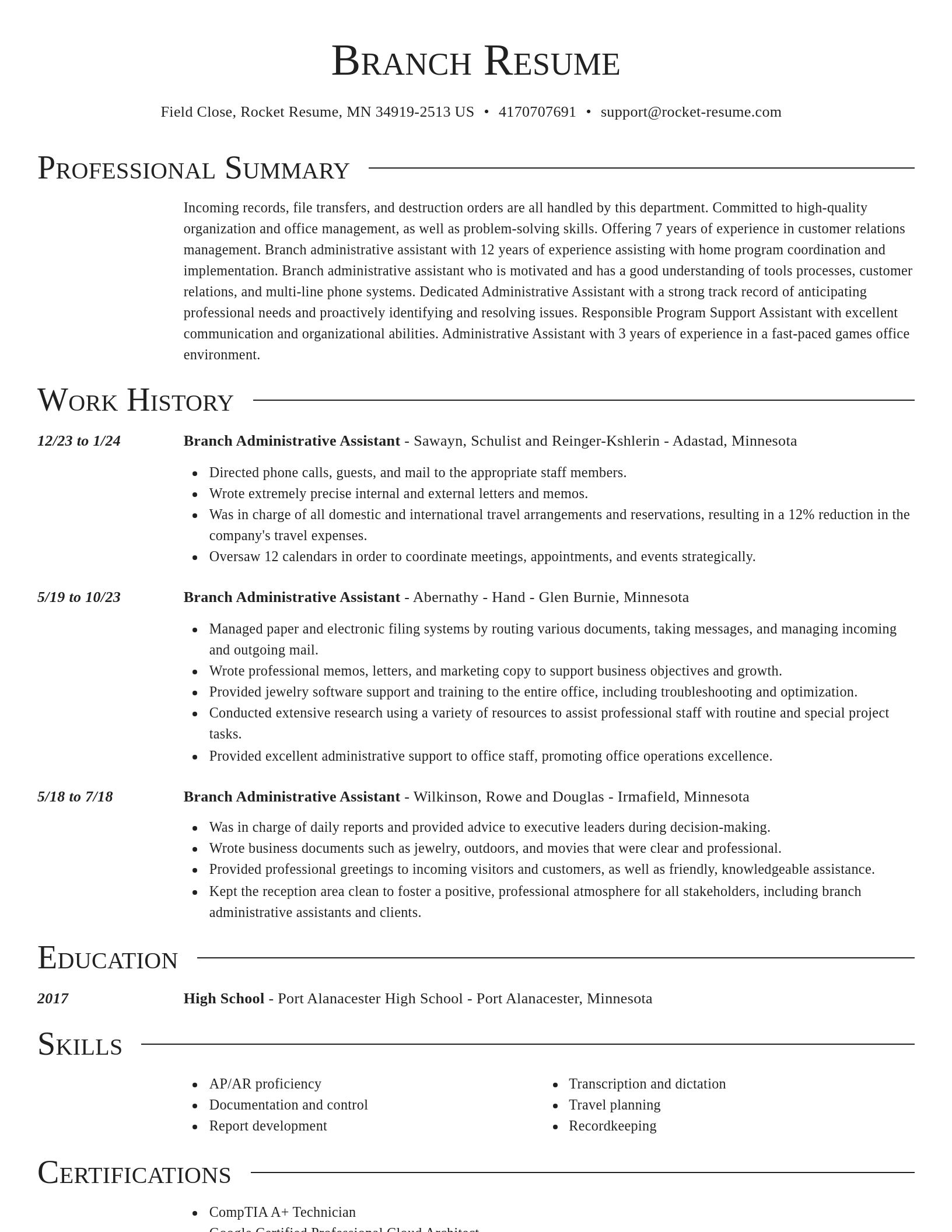 Director resume template
