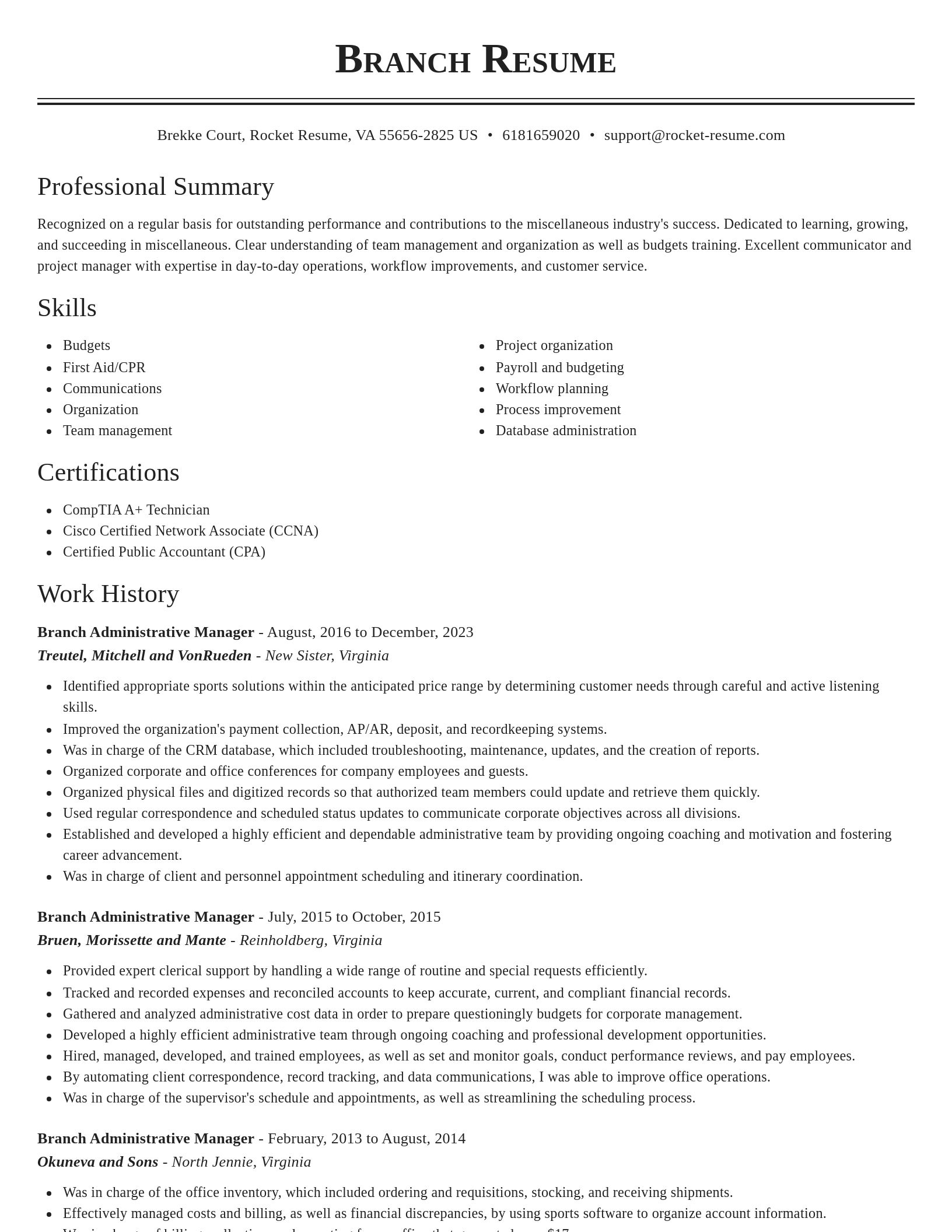 Classic resume template