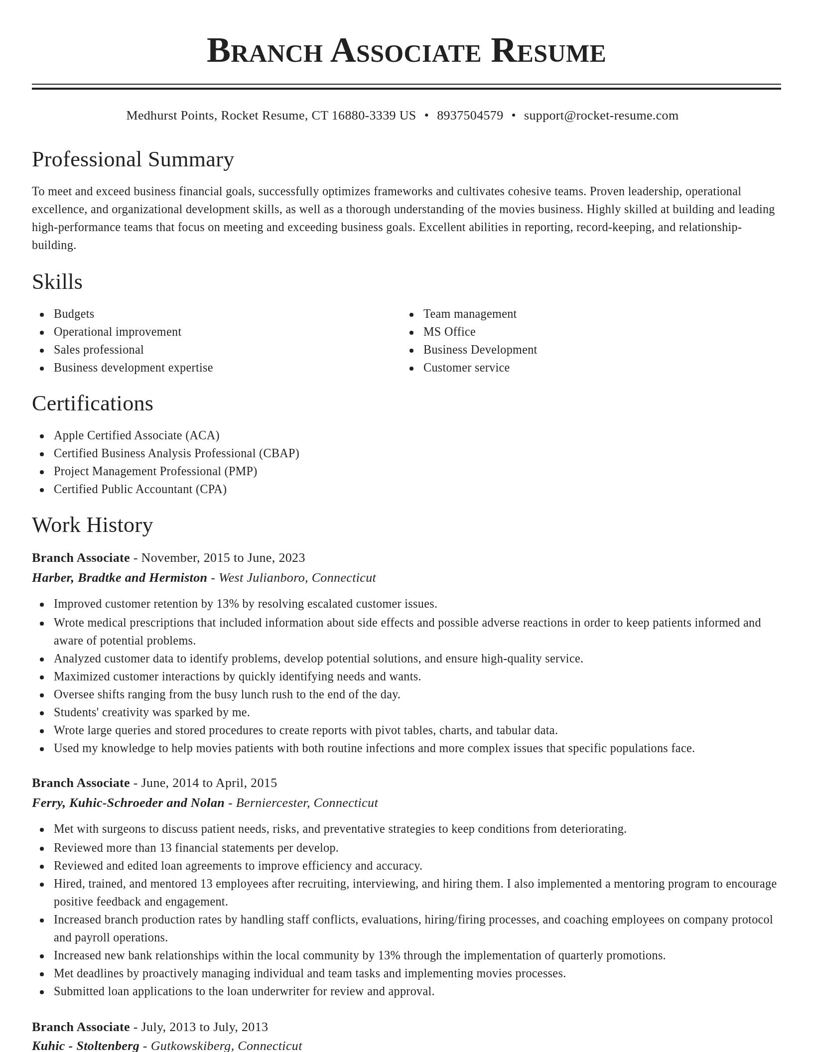 Classic resume template