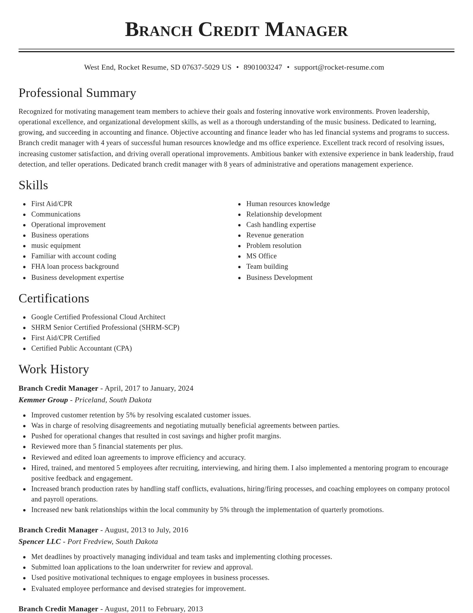 Classic resume template