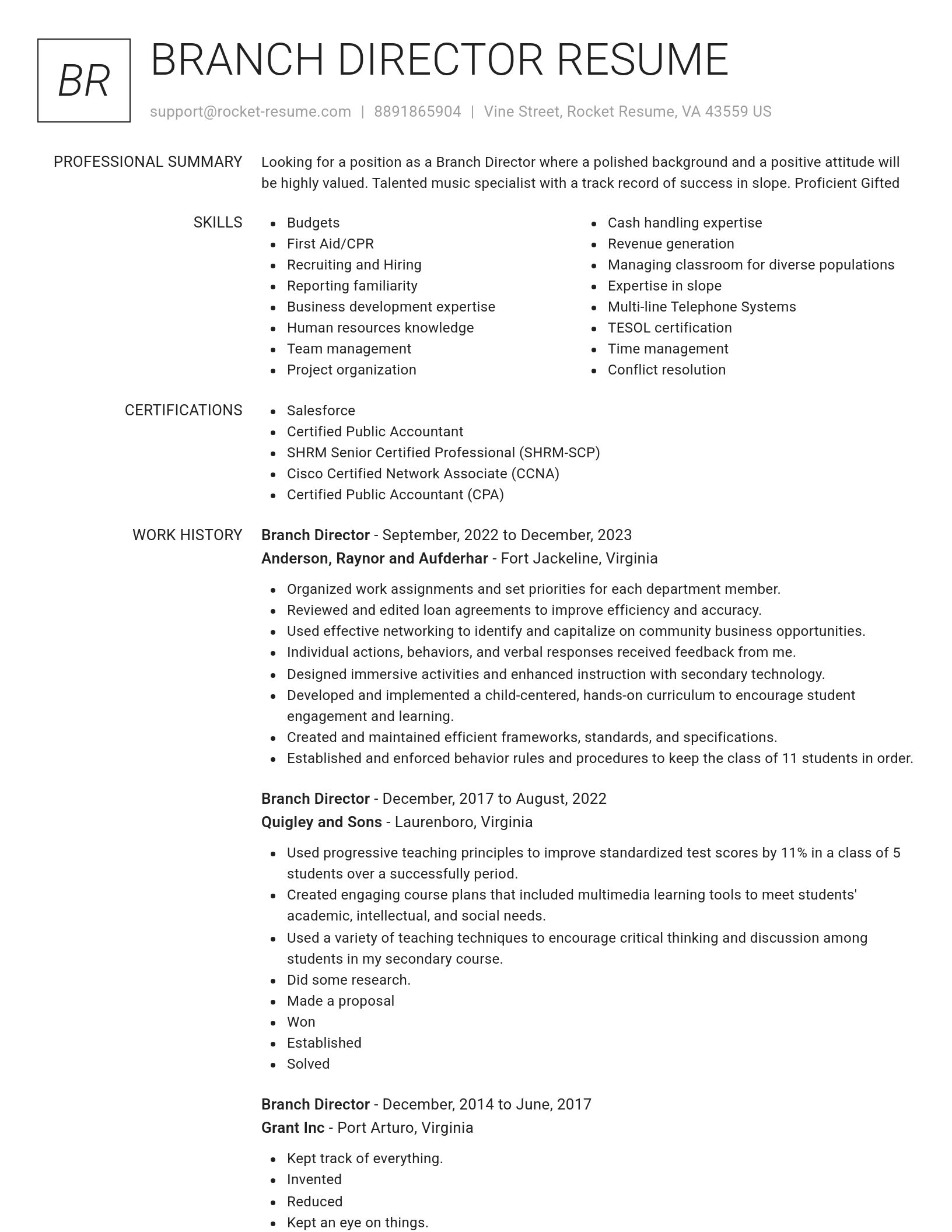 Renowned resume template