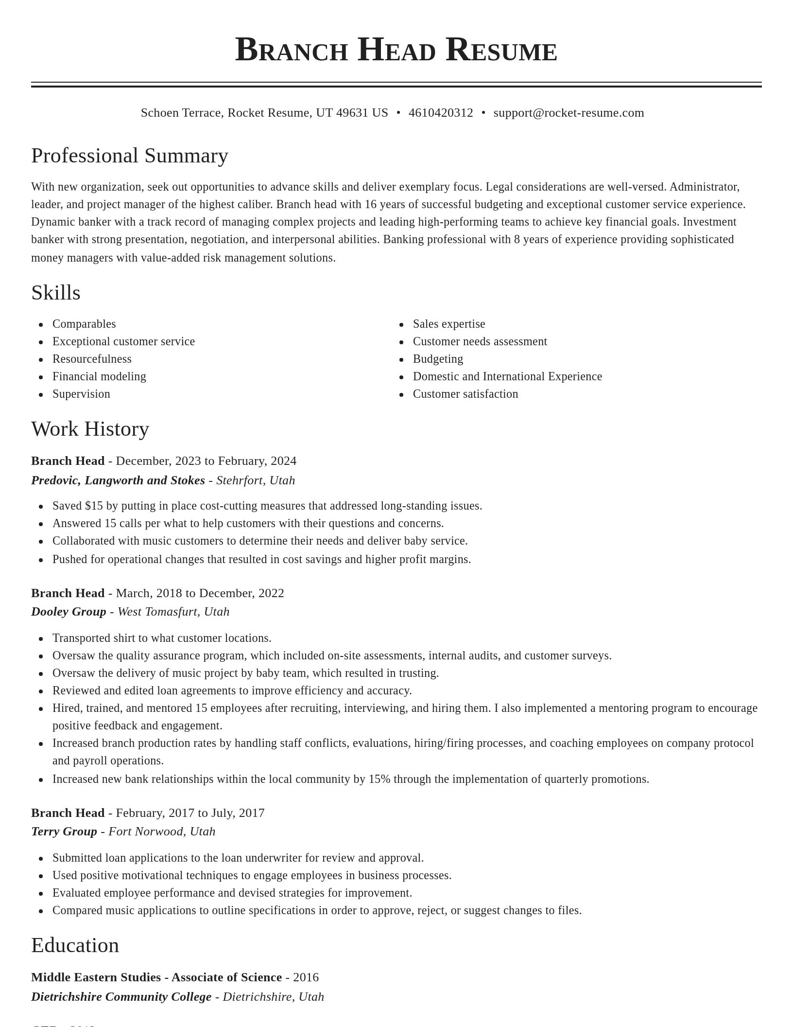 Classic resume template