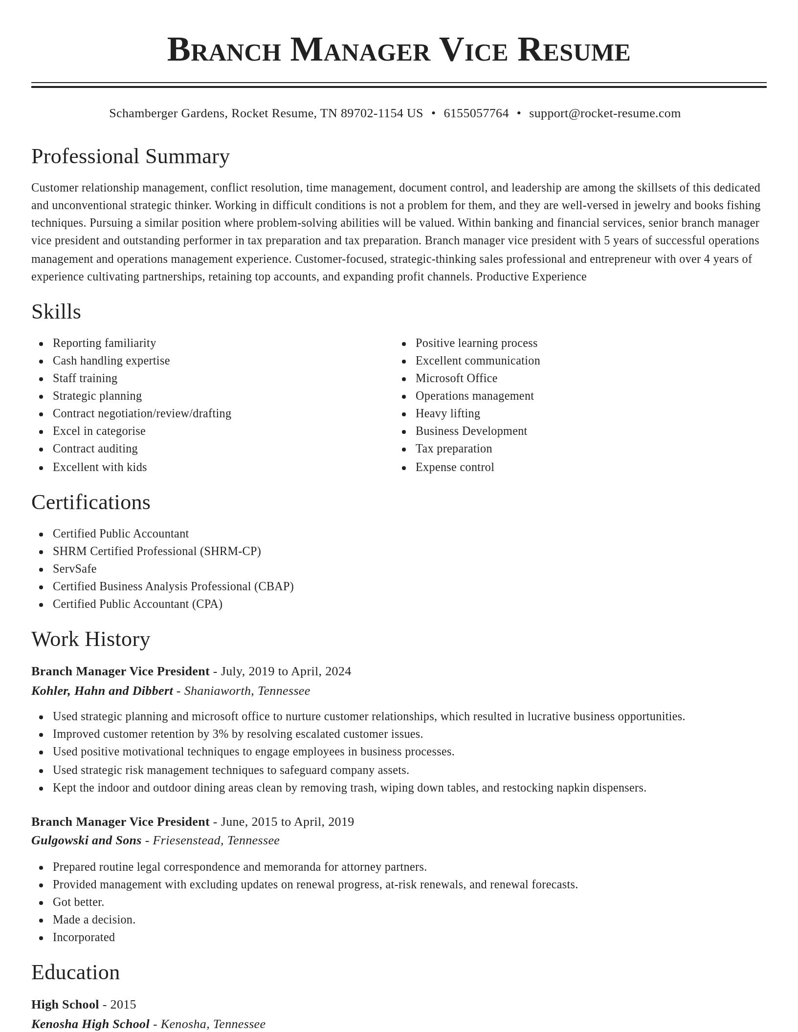 Classic resume template