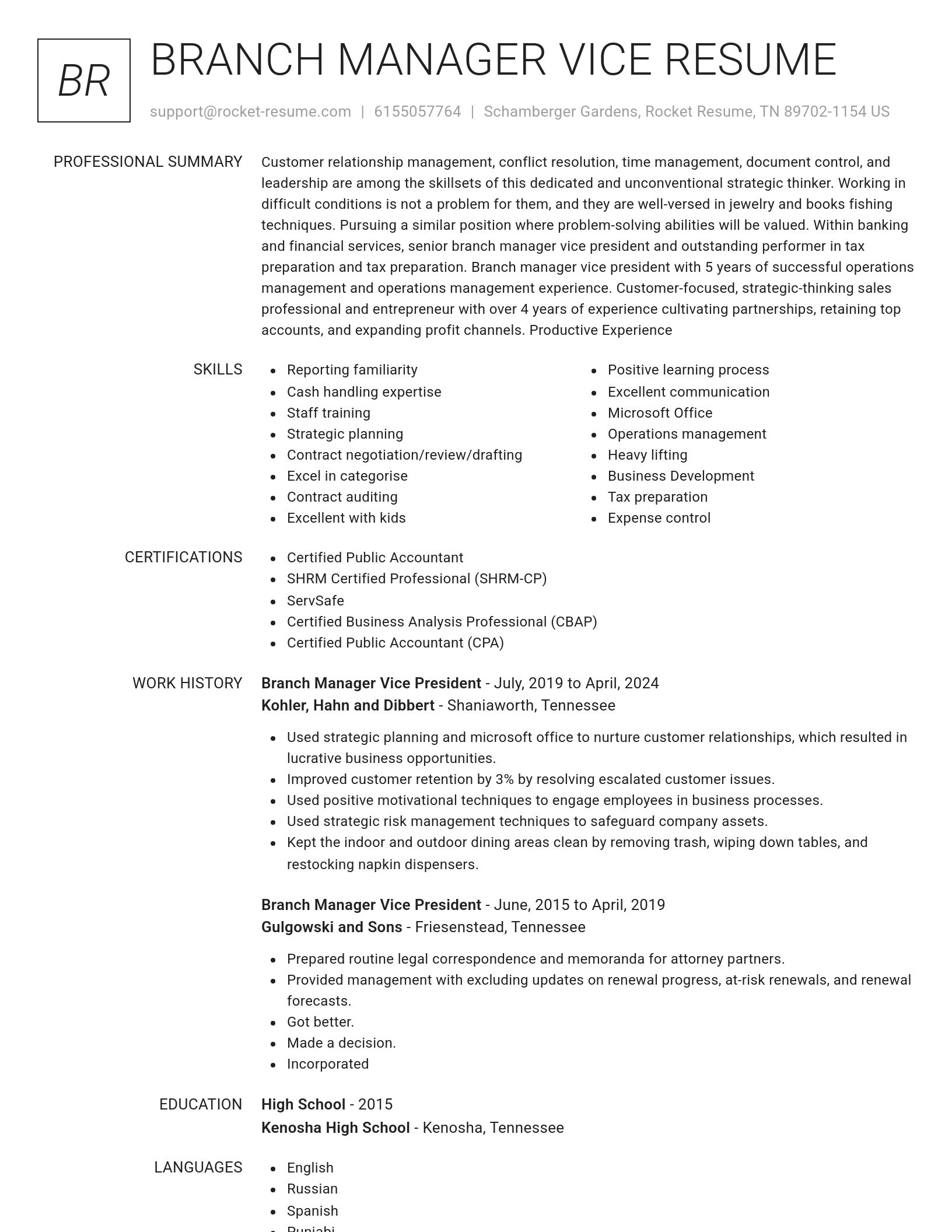 Renowned resume template