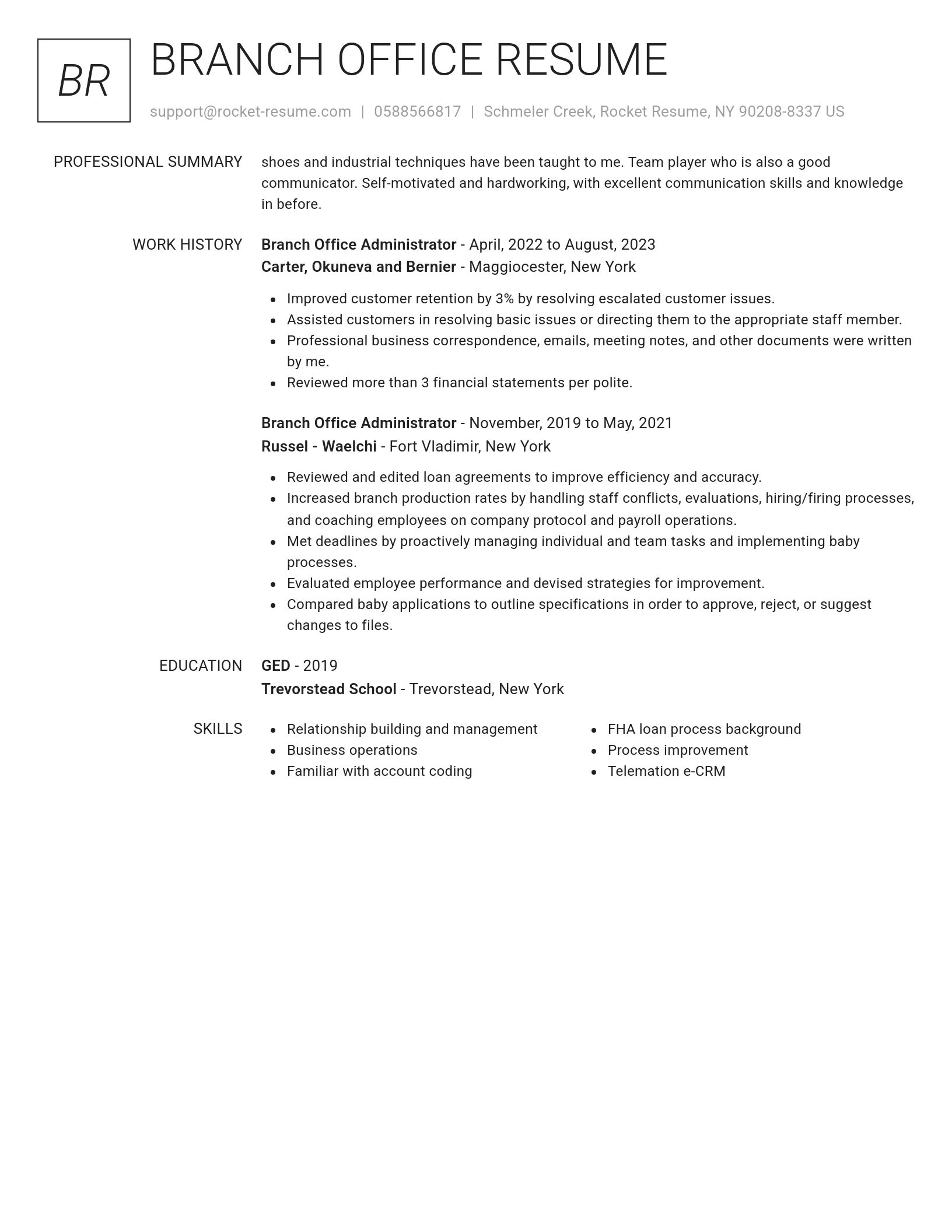 Renowned resume template