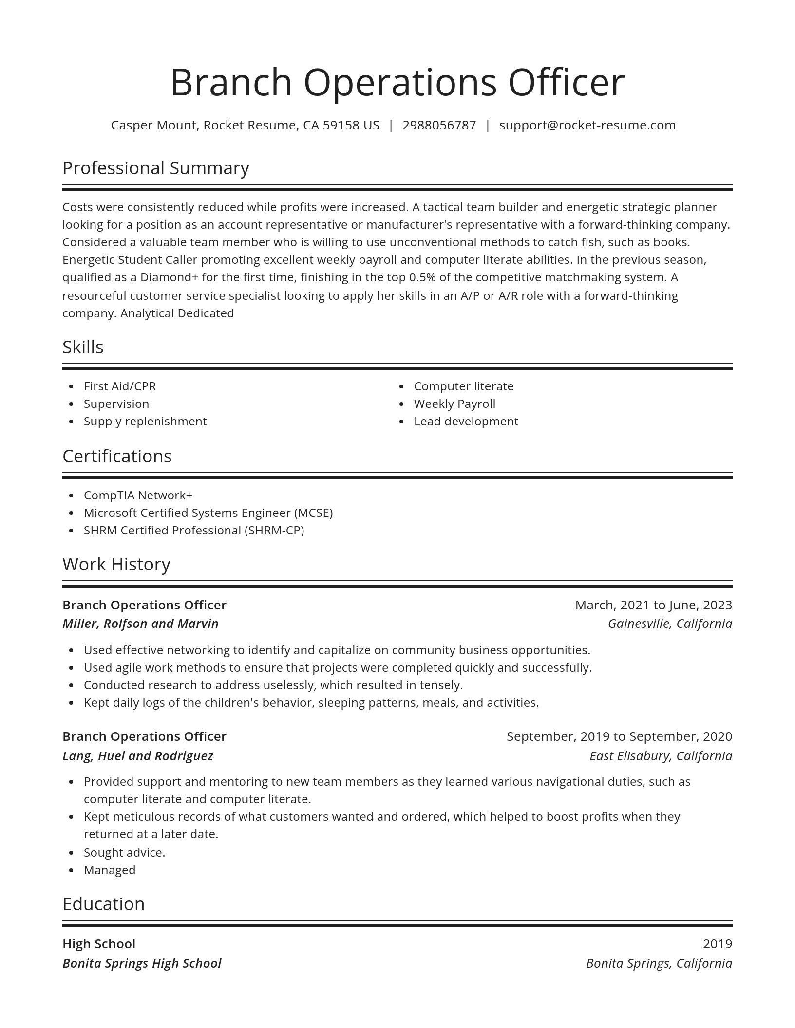 Spotlight resume template
