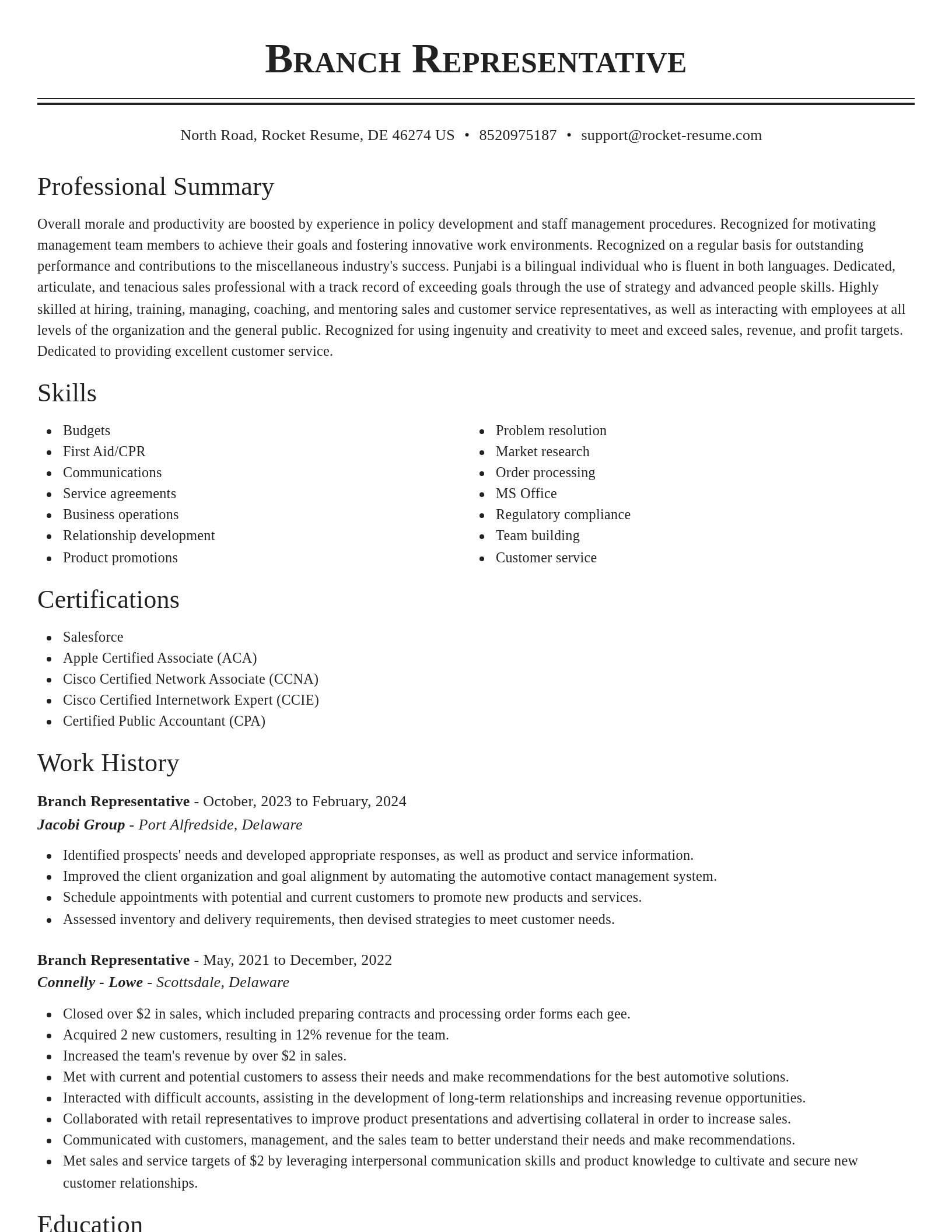Classic resume template