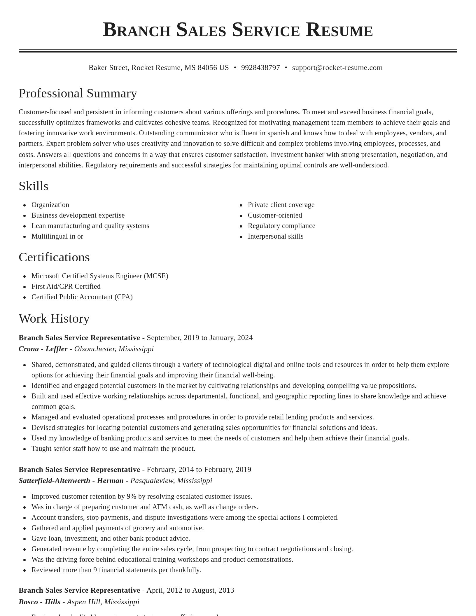 Classic resume template