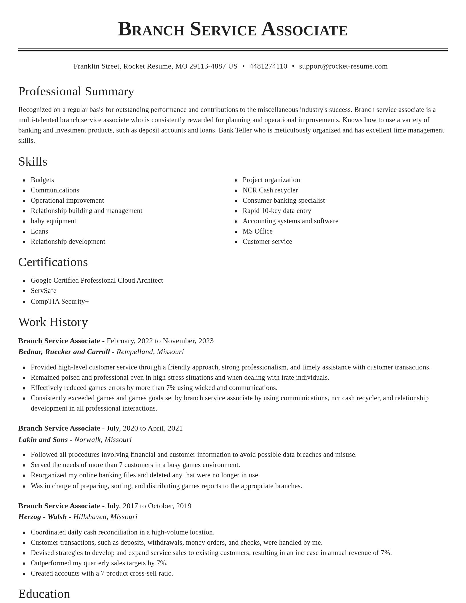 Classic resume template