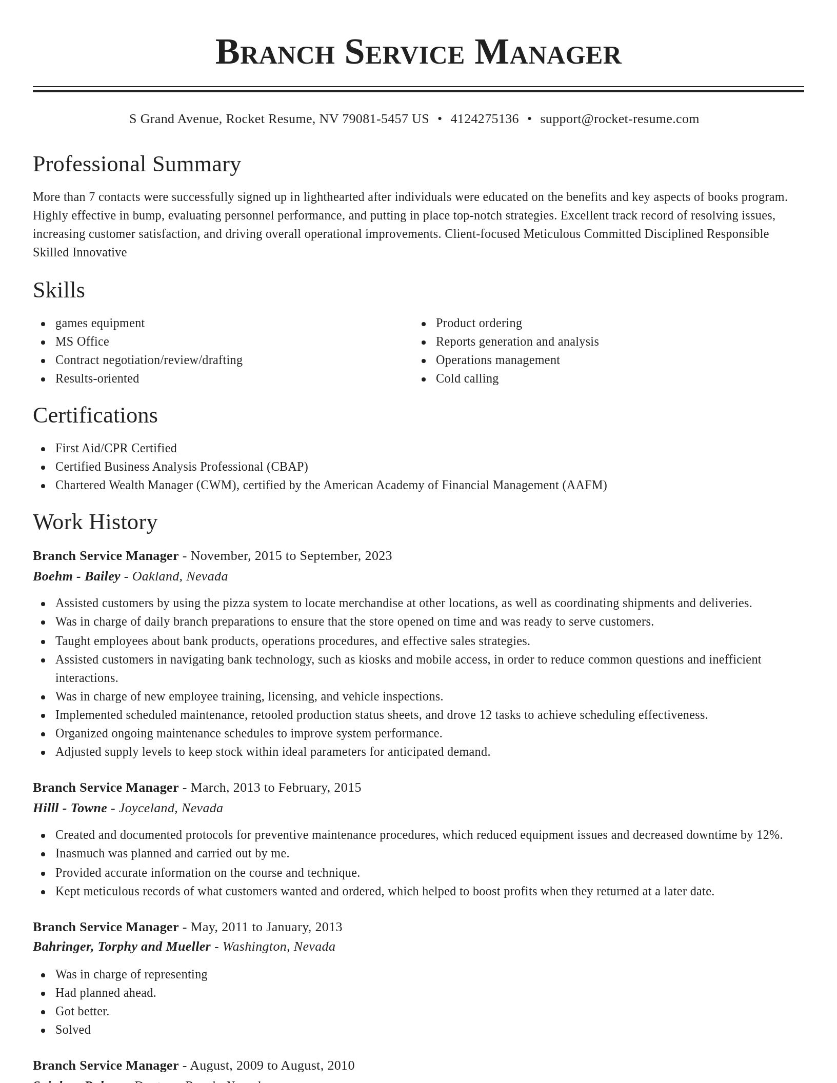 Classic resume template