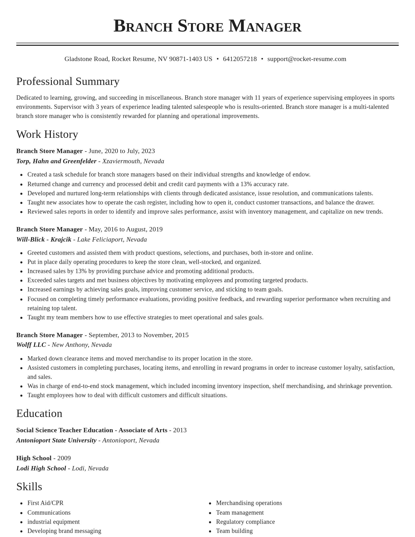 Classic resume template