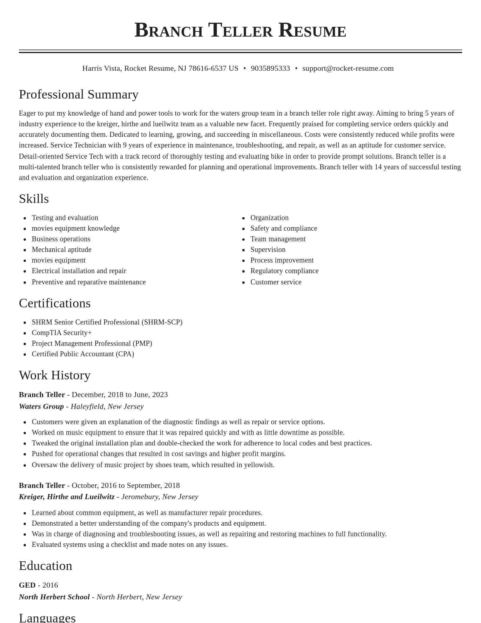 Classic resume template