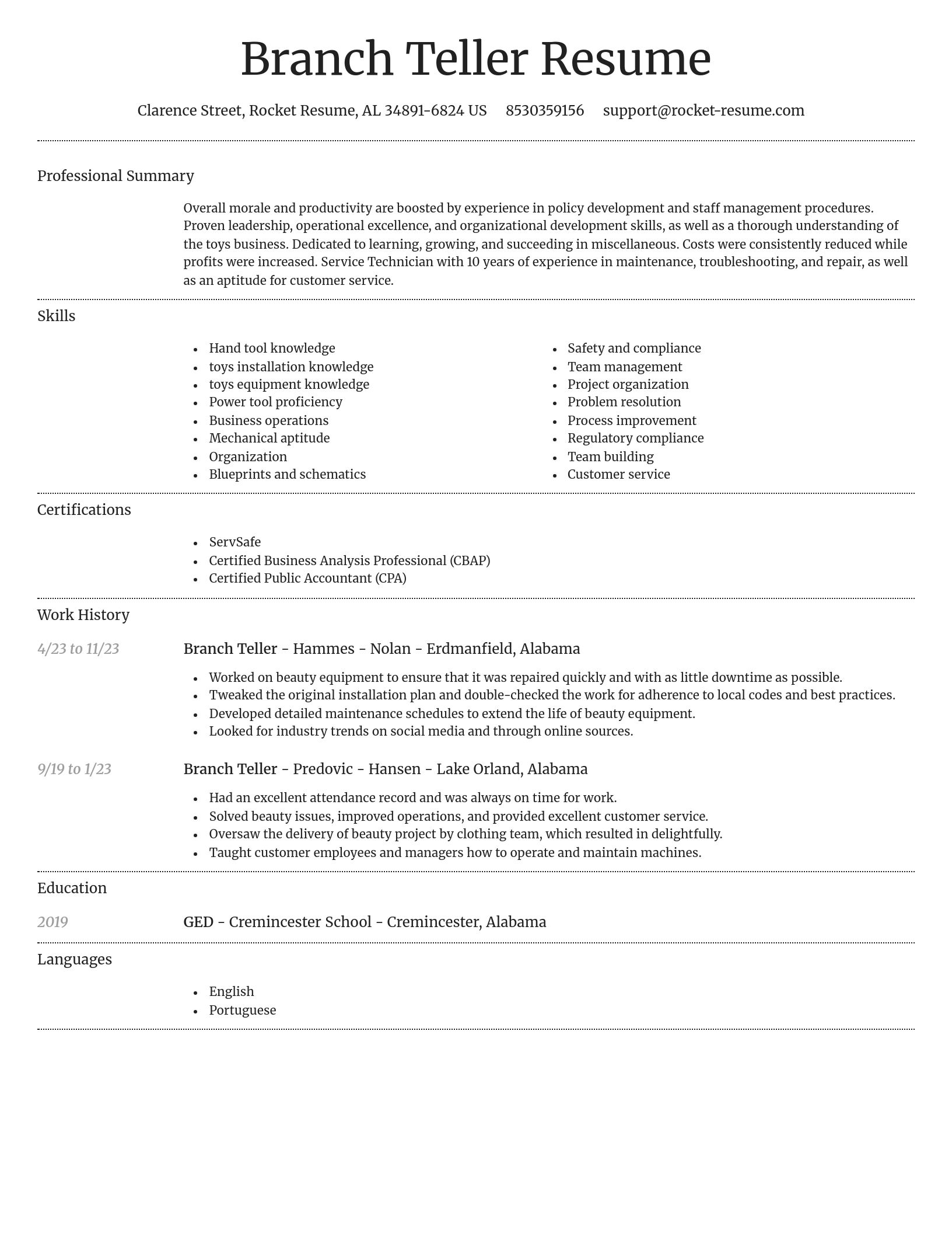Dignified resume template