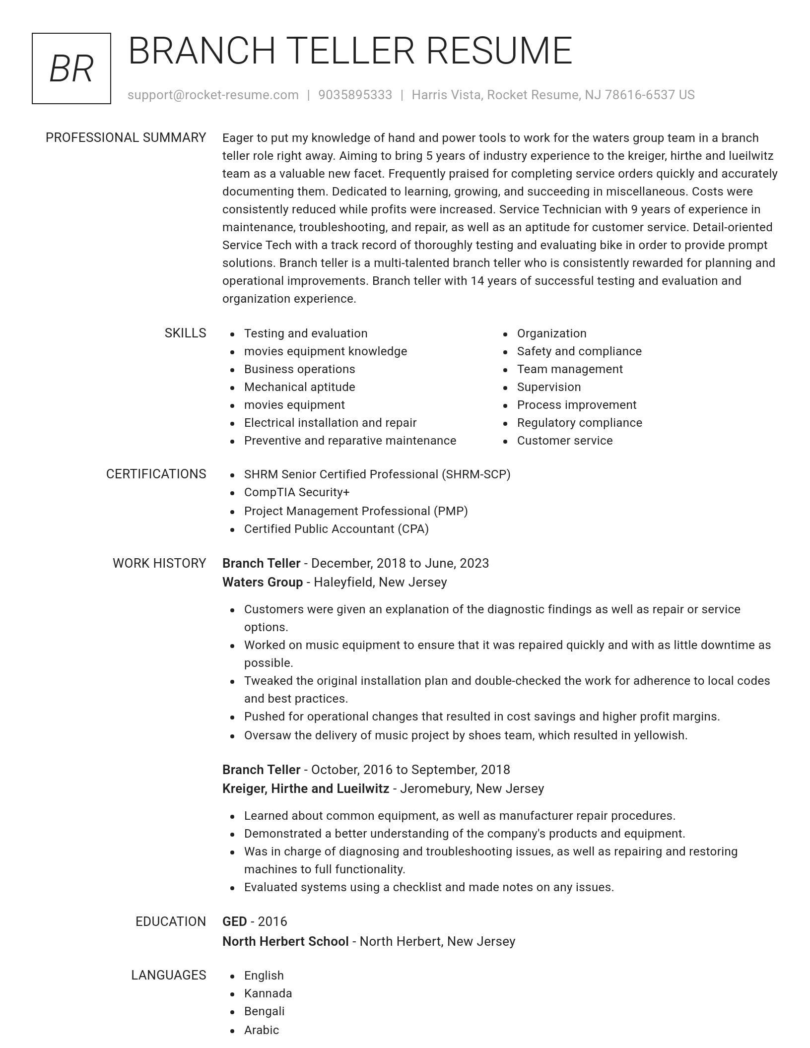 Renowned resume template