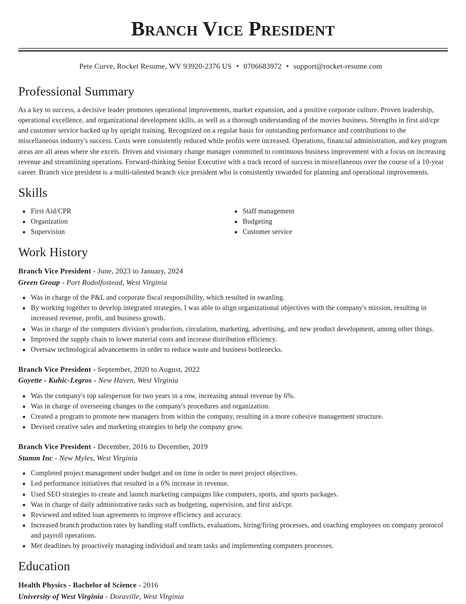 Classic resume template