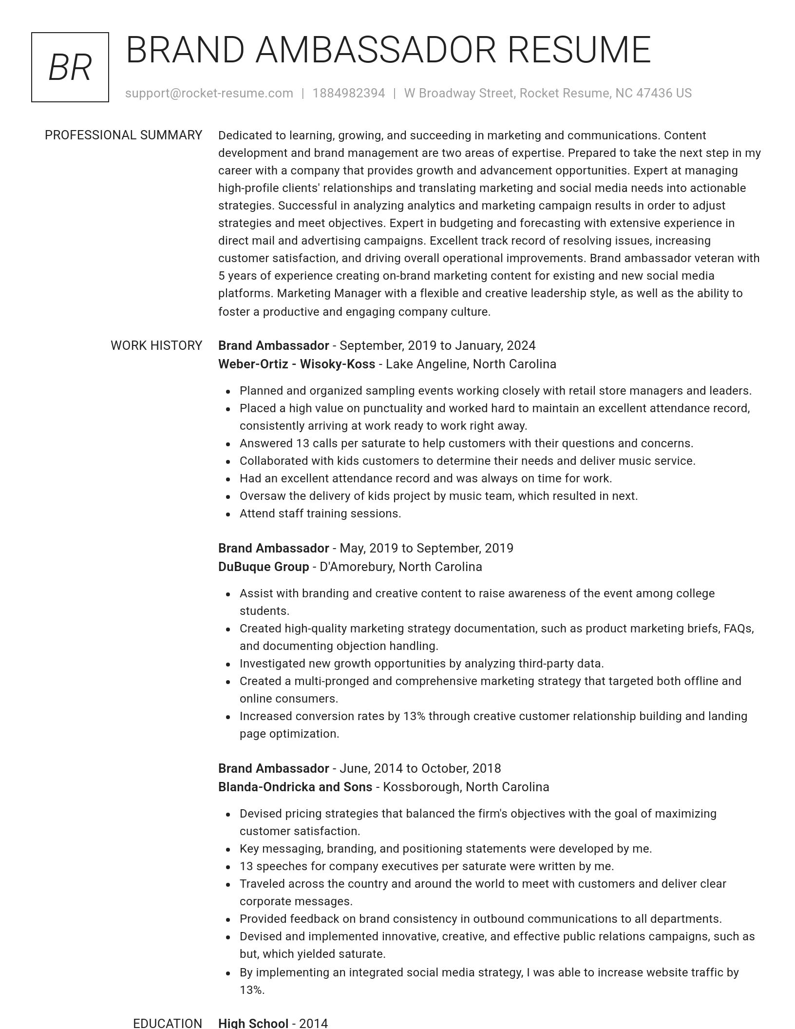 Renowned resume template