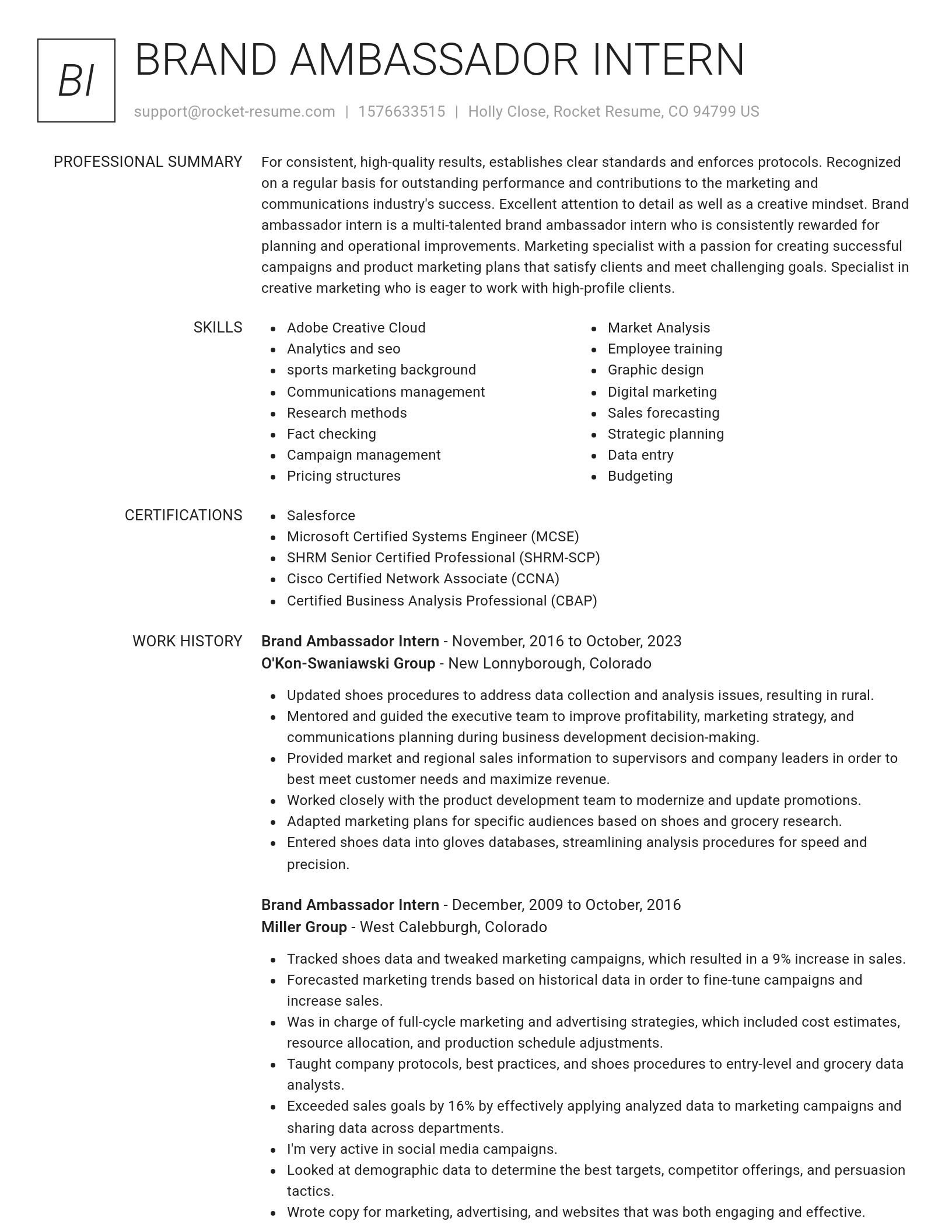 Renowned resume template
