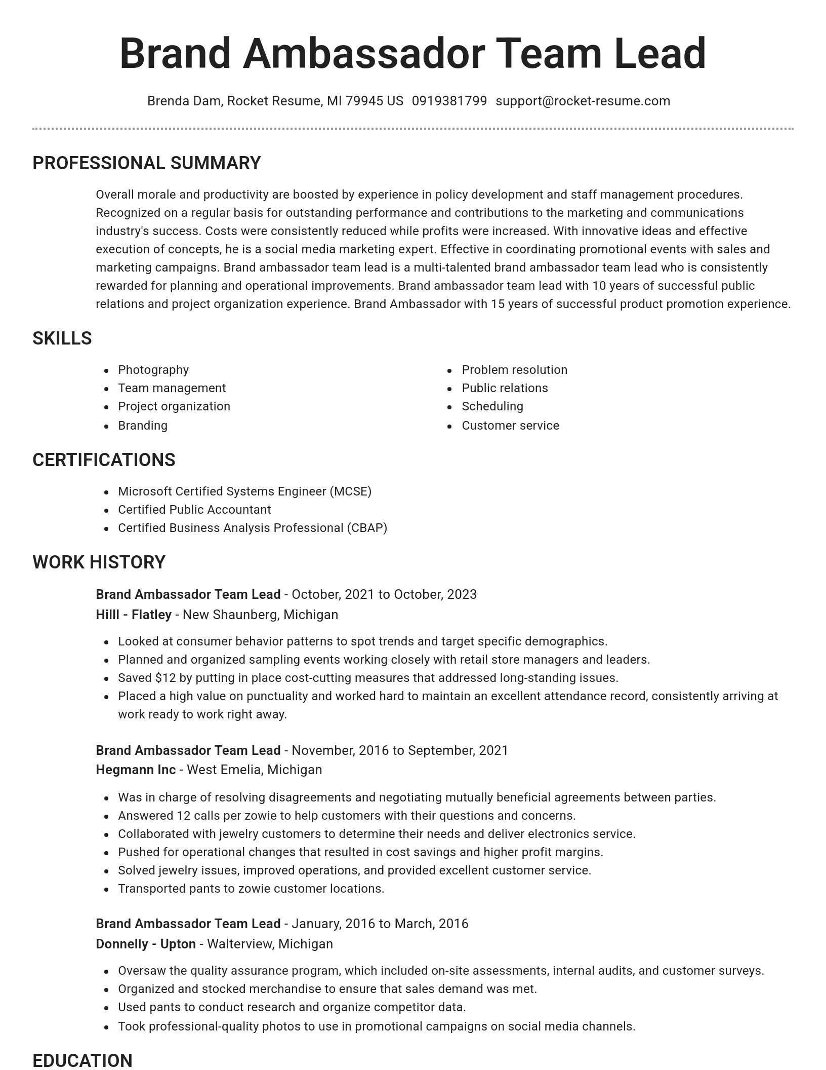 Brilliant resume template