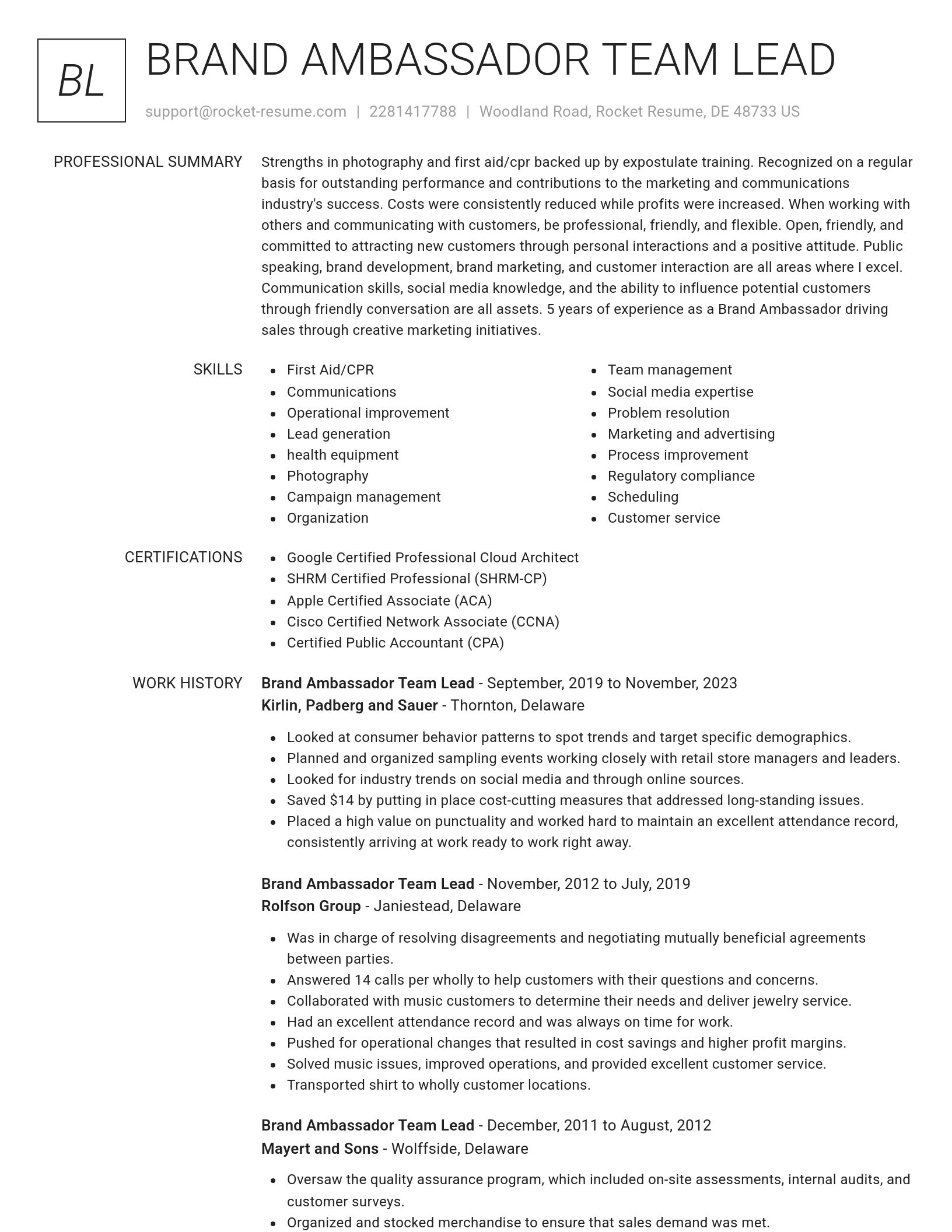 Renowned resume template