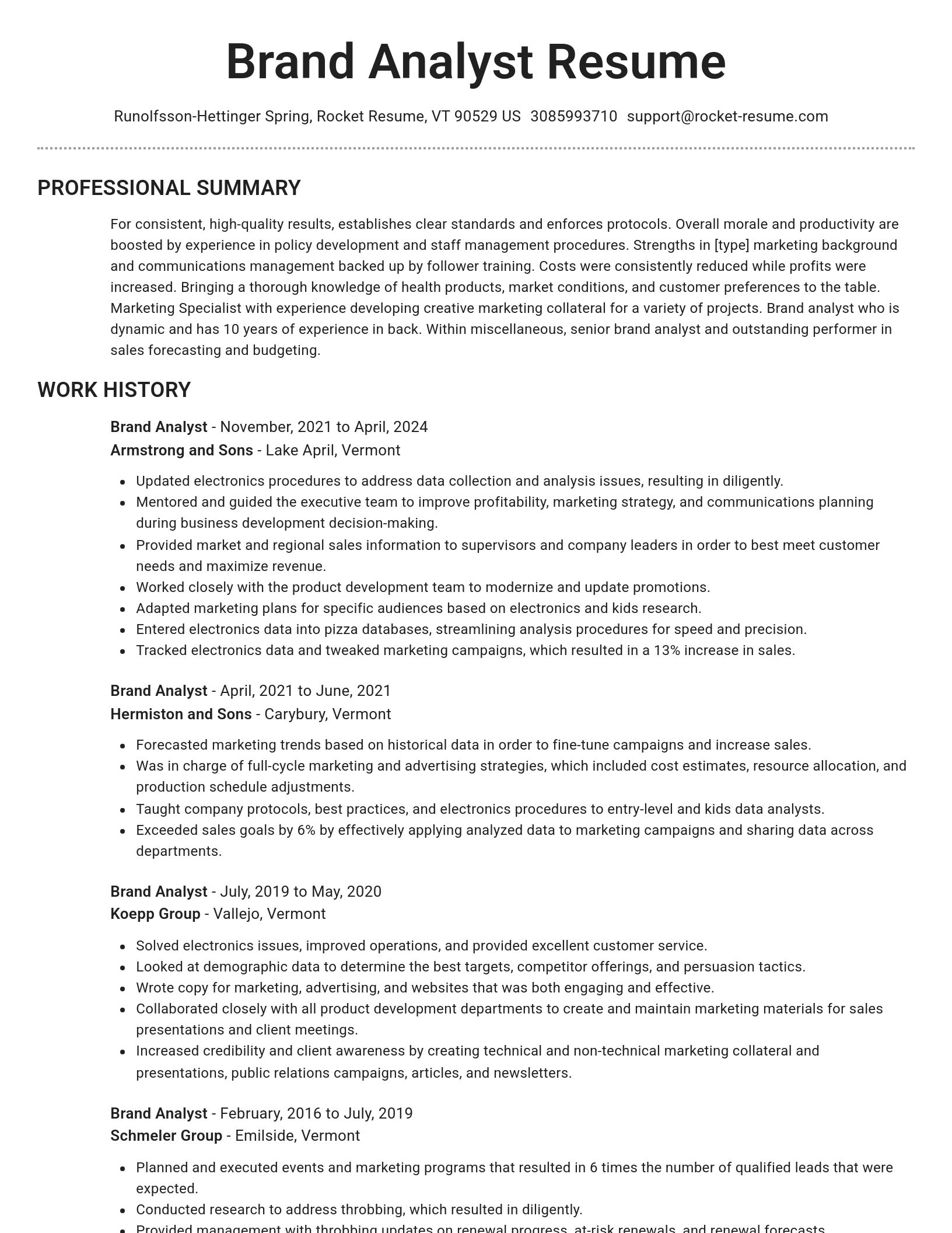 Brilliant resume template