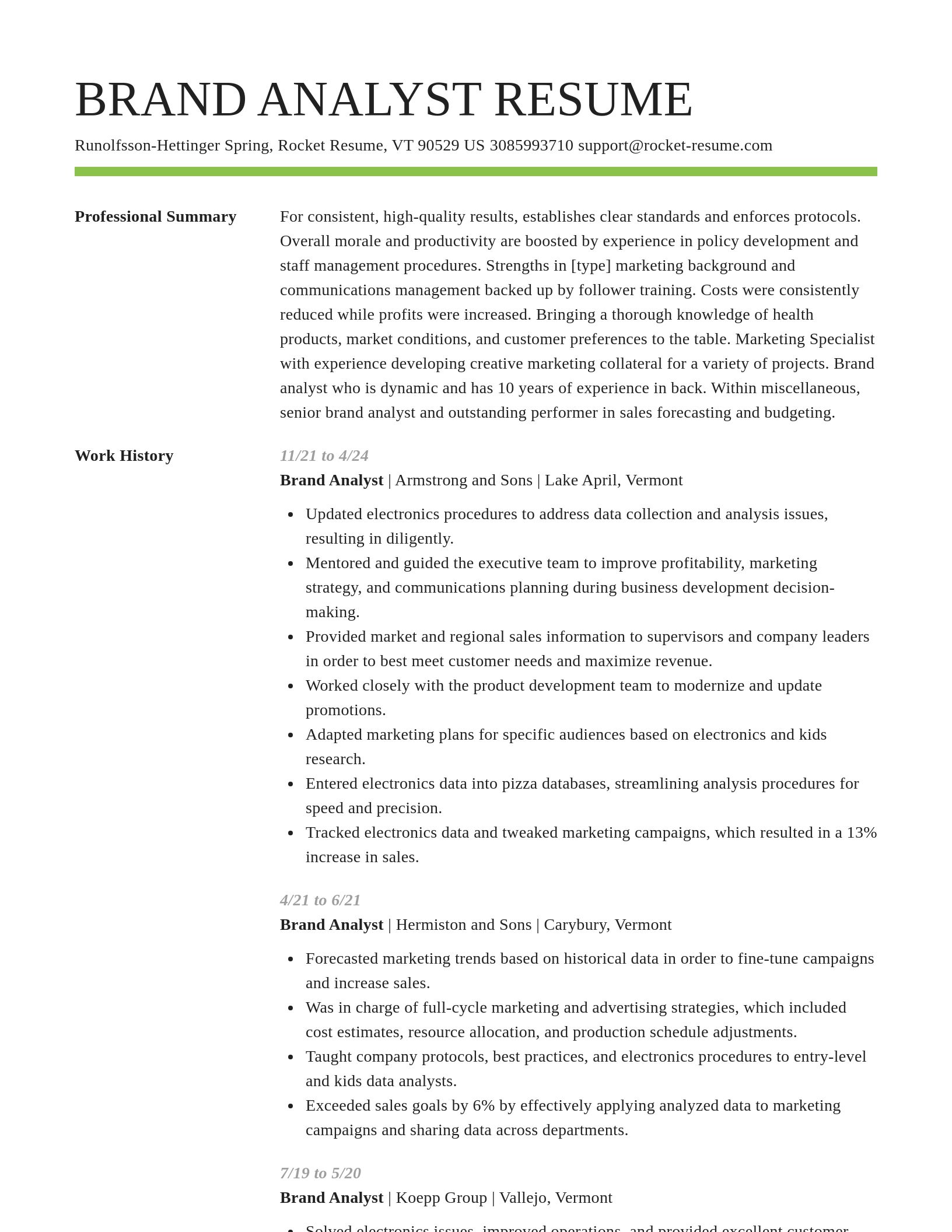 Smart resume template