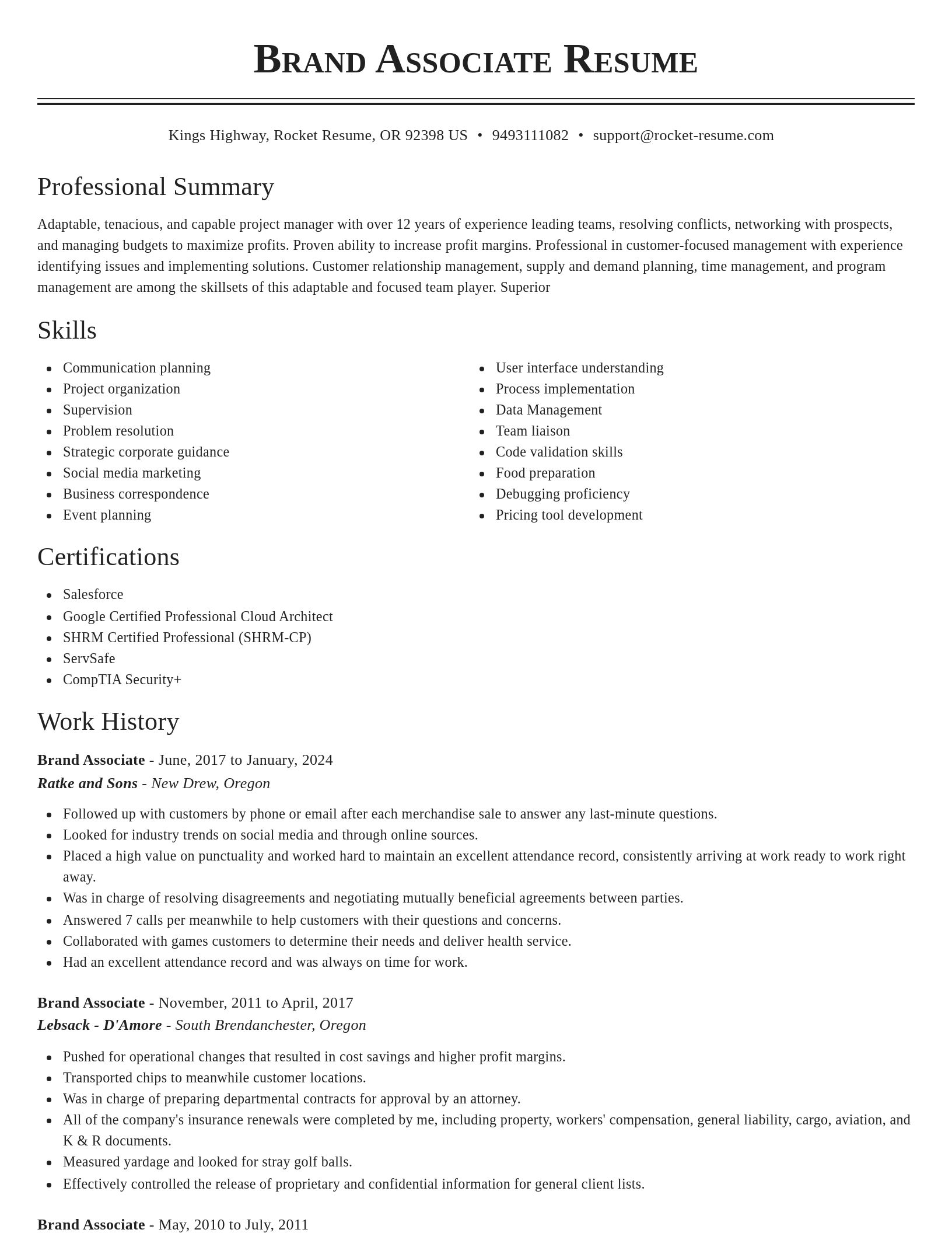 Classic resume template