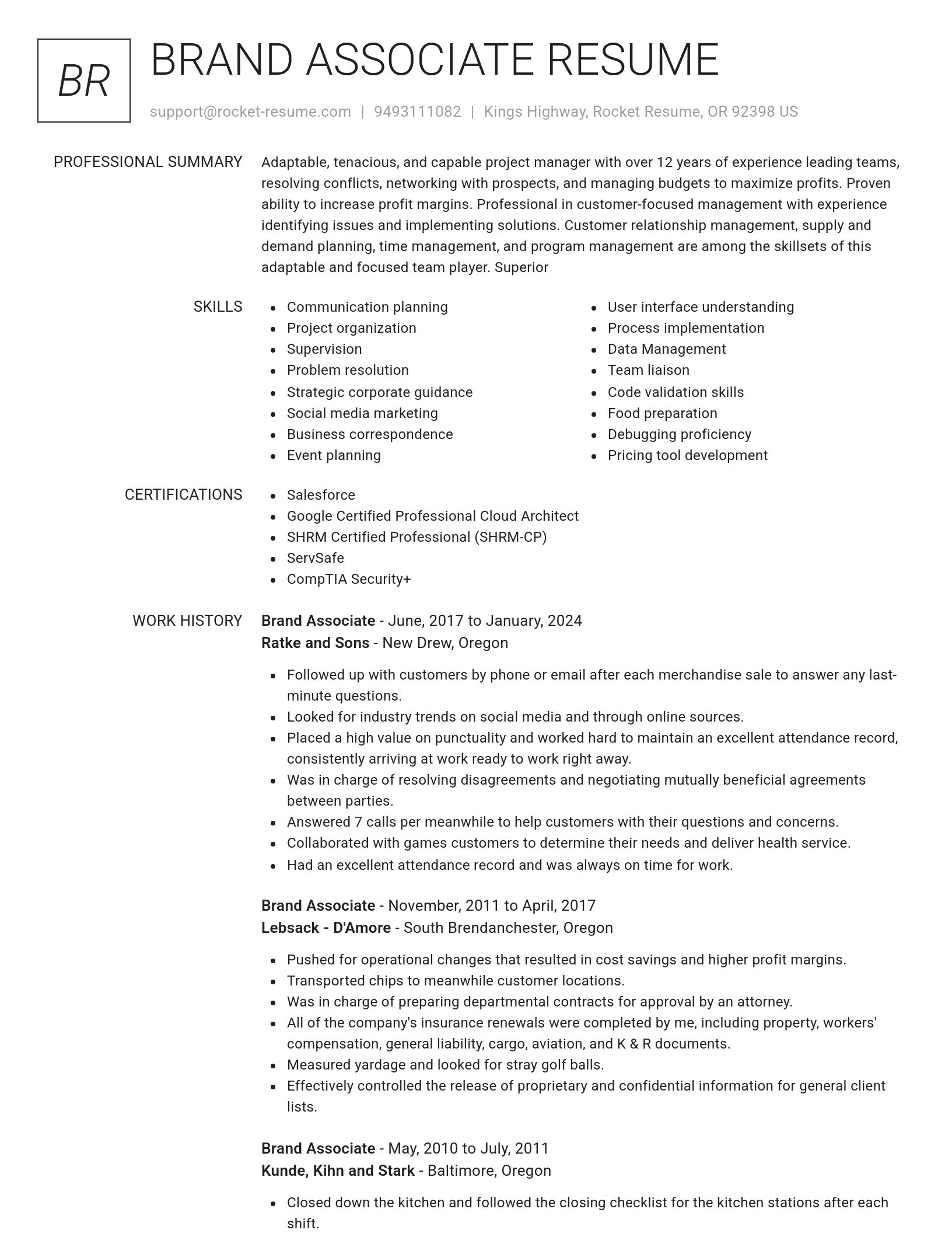 Renowned resume template