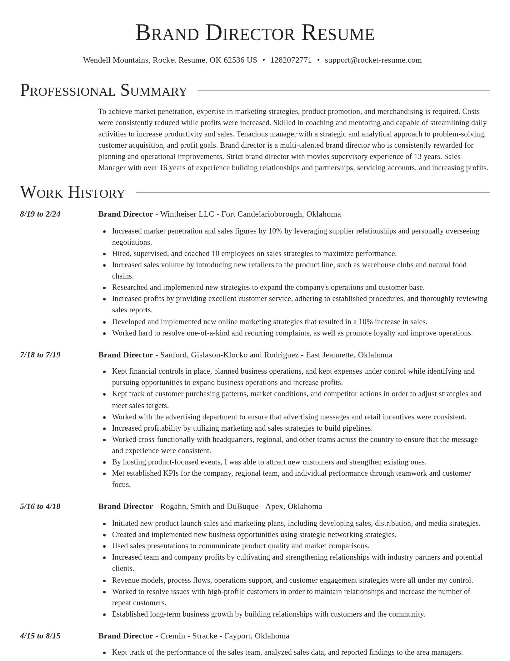 Director resume template