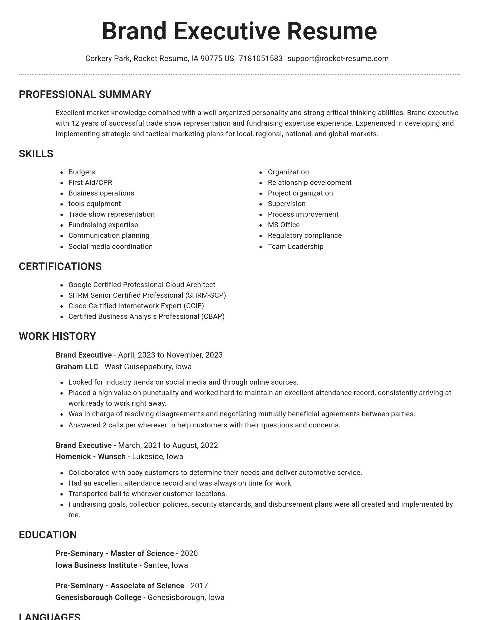 Brilliant resume template