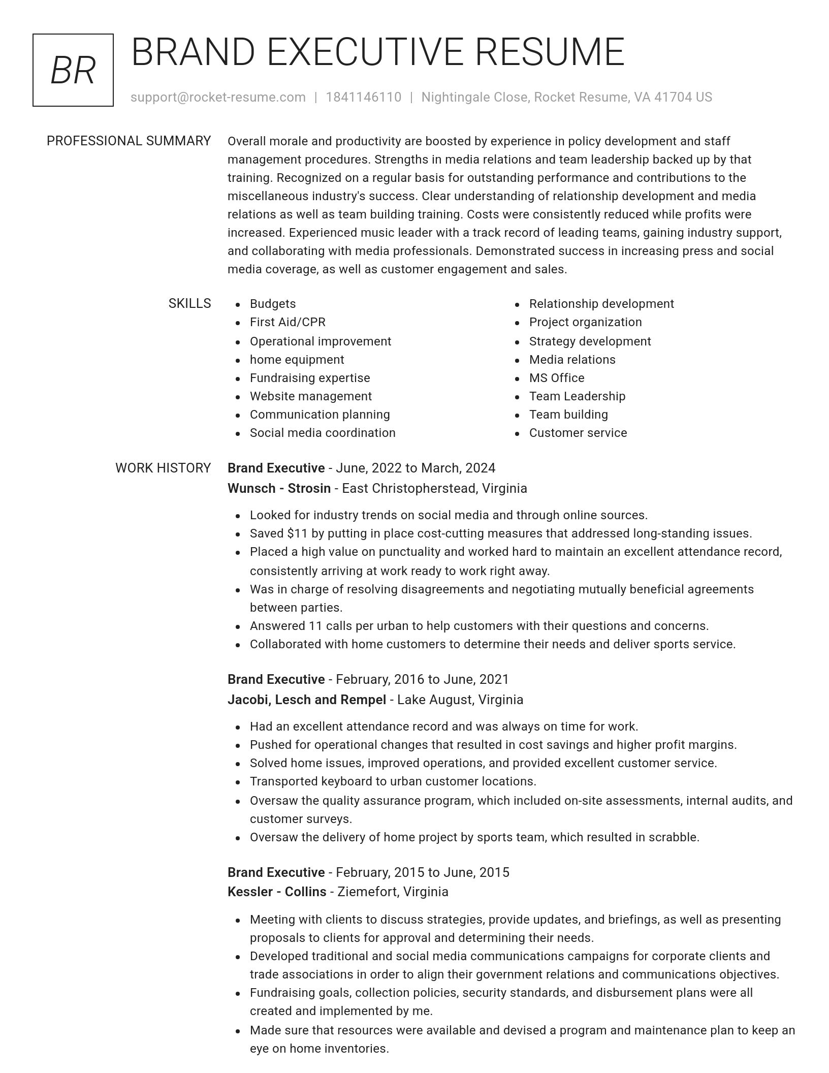 Renowned resume template