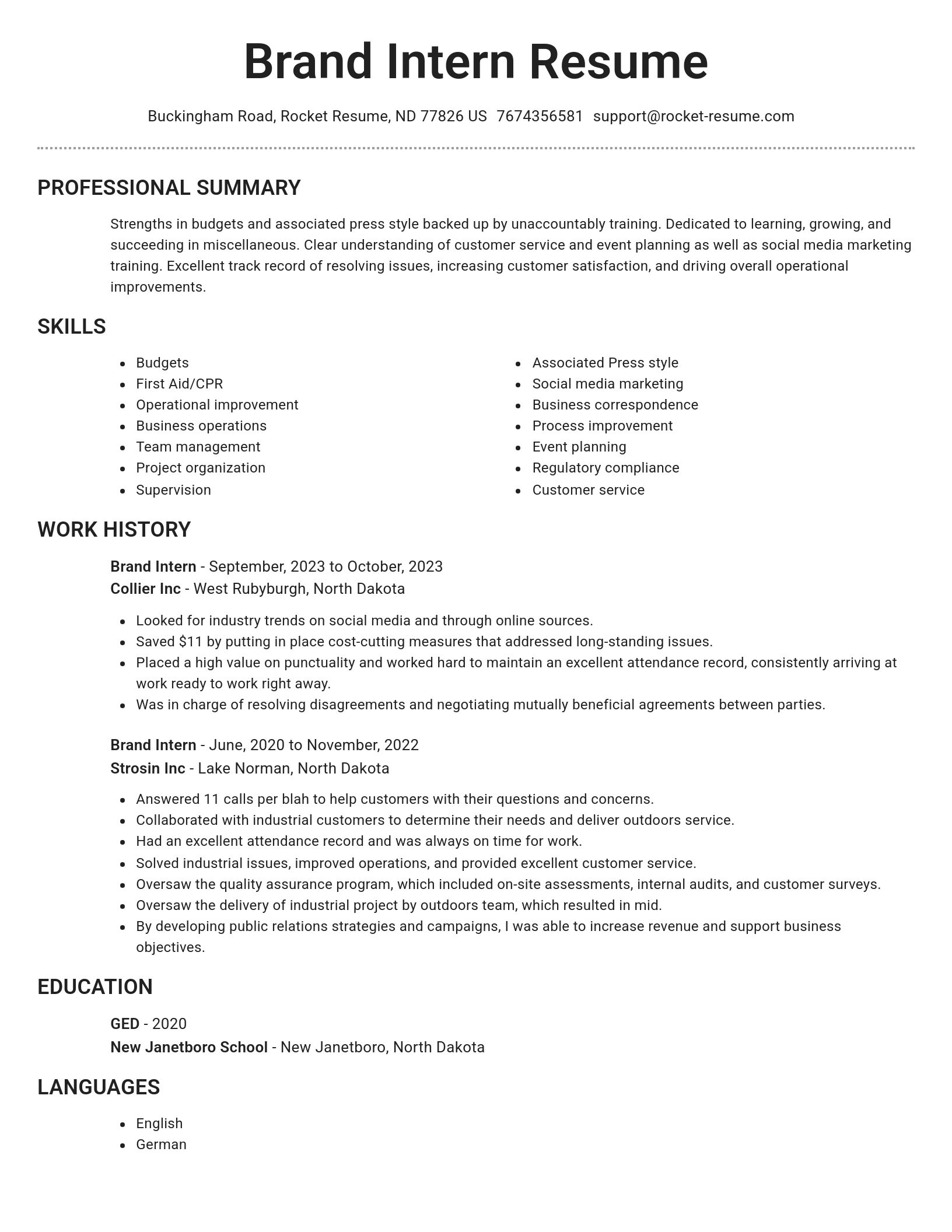 Brilliant resume template