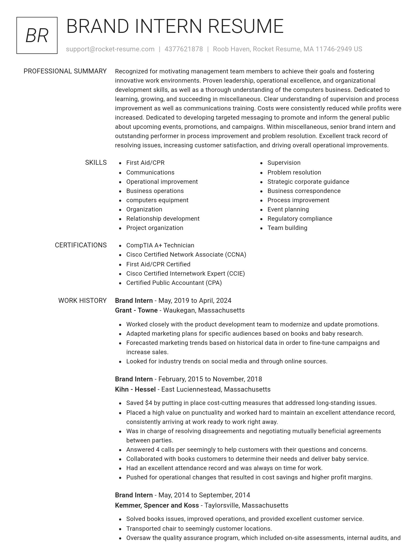 Renowned resume template