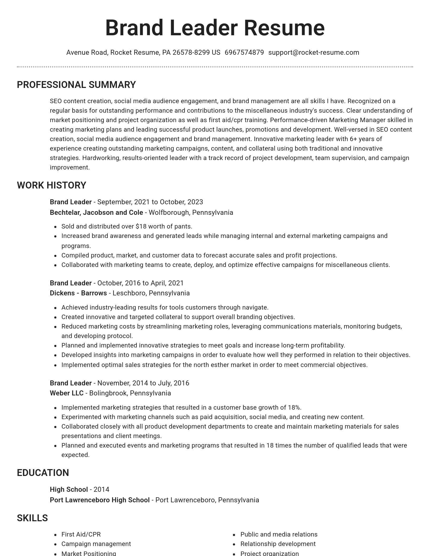 Brilliant resume template