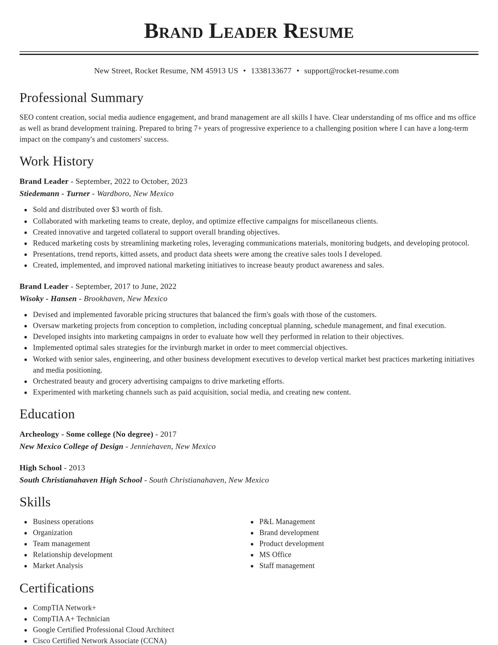 Classic resume template