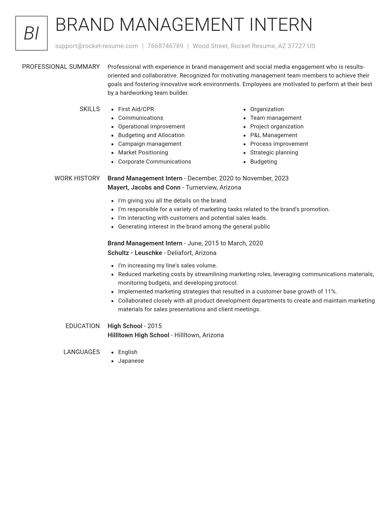 Renowned resume template