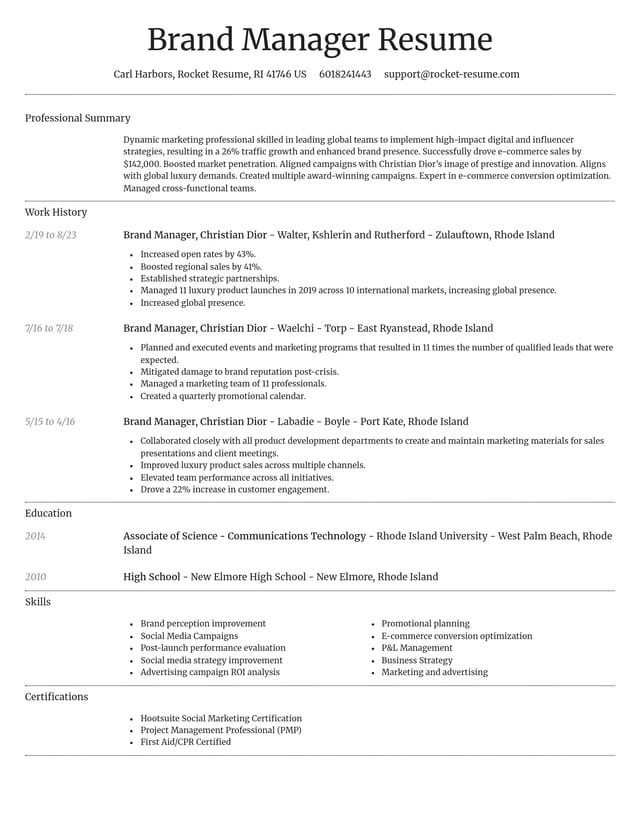Dignified resume template