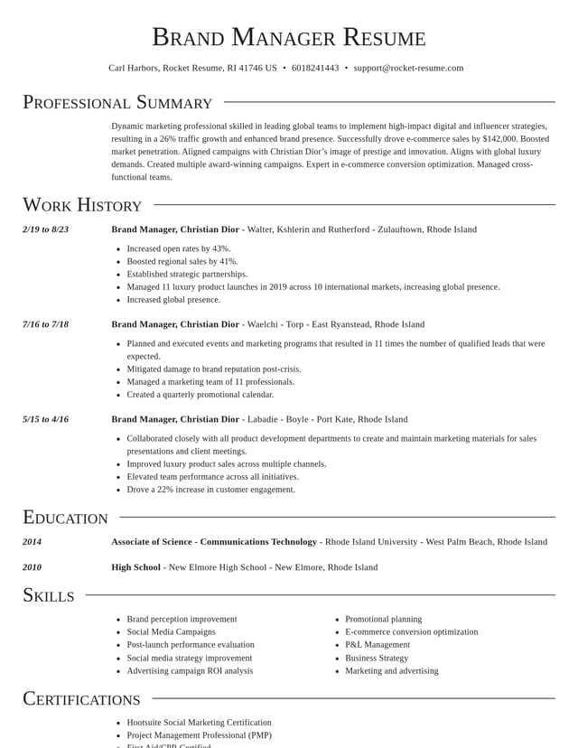 Director resume template