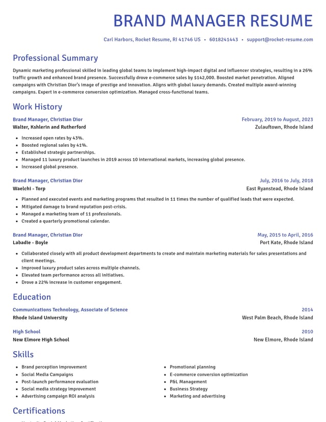 Novel resume template