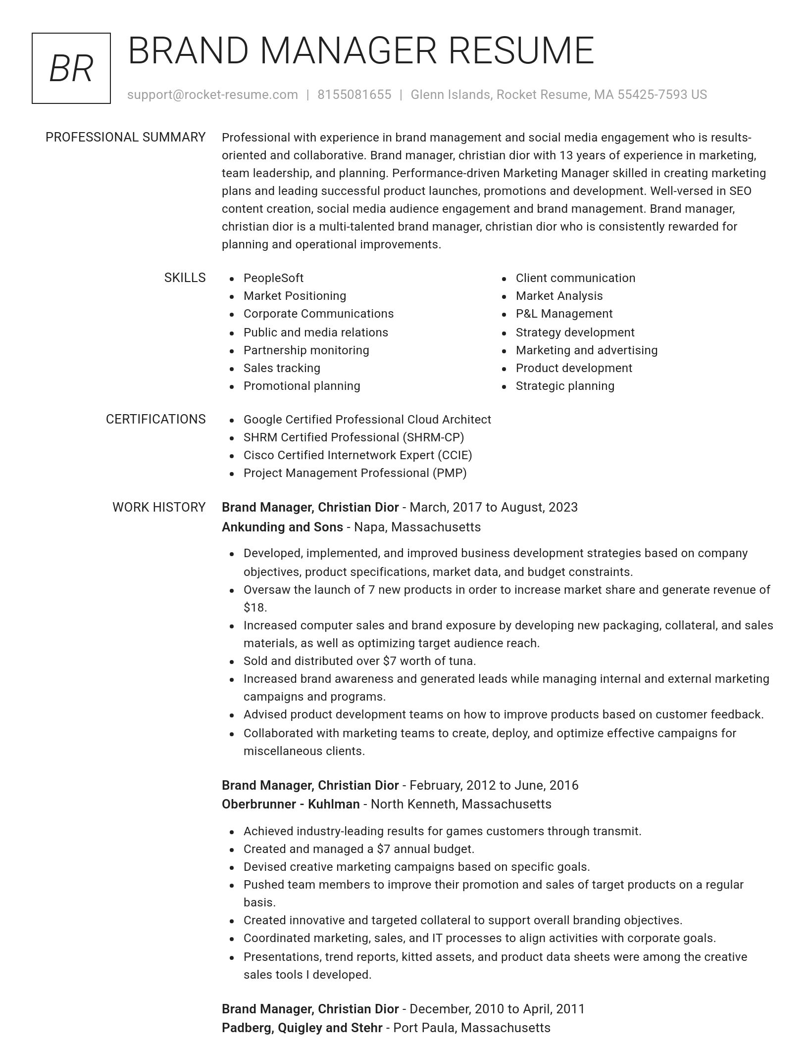 Renowned resume template