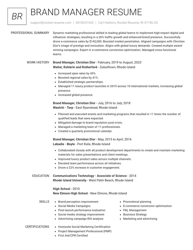 Renowned resume template