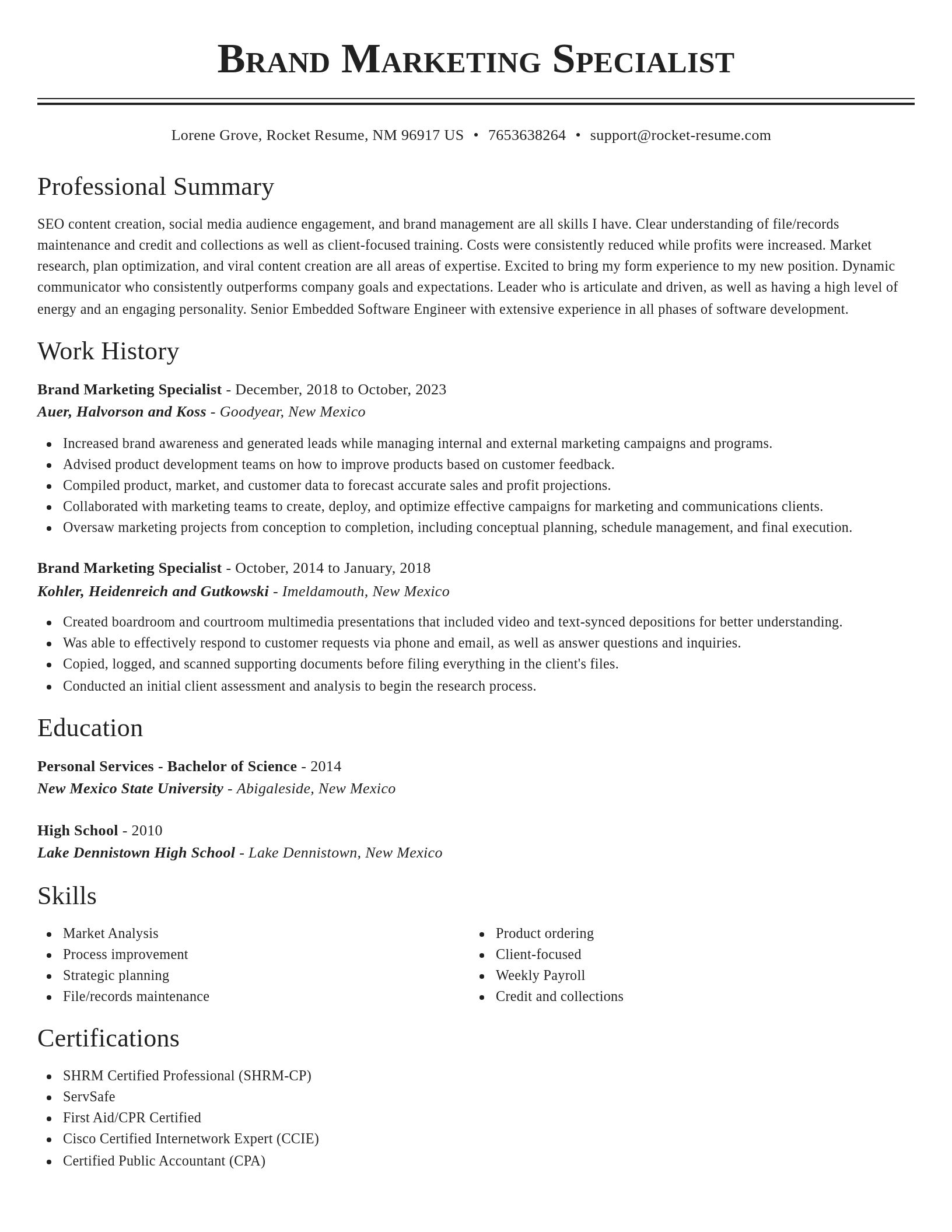 Classic resume template
