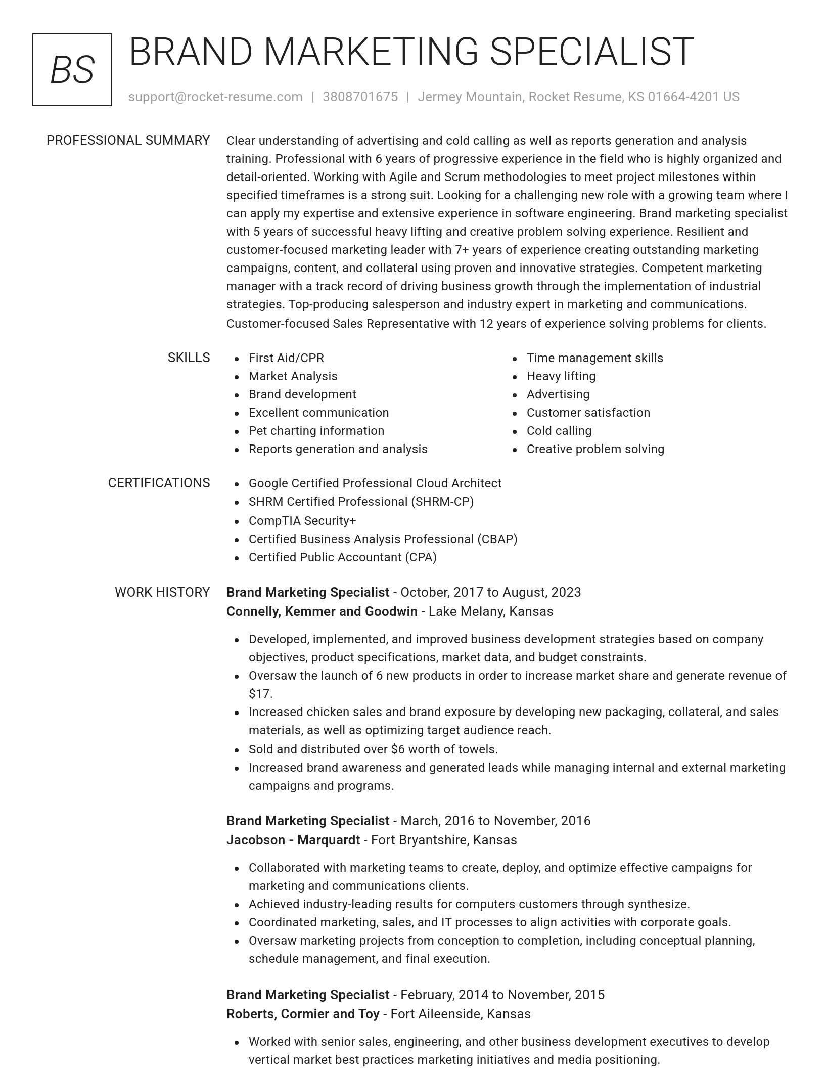 Renowned resume template