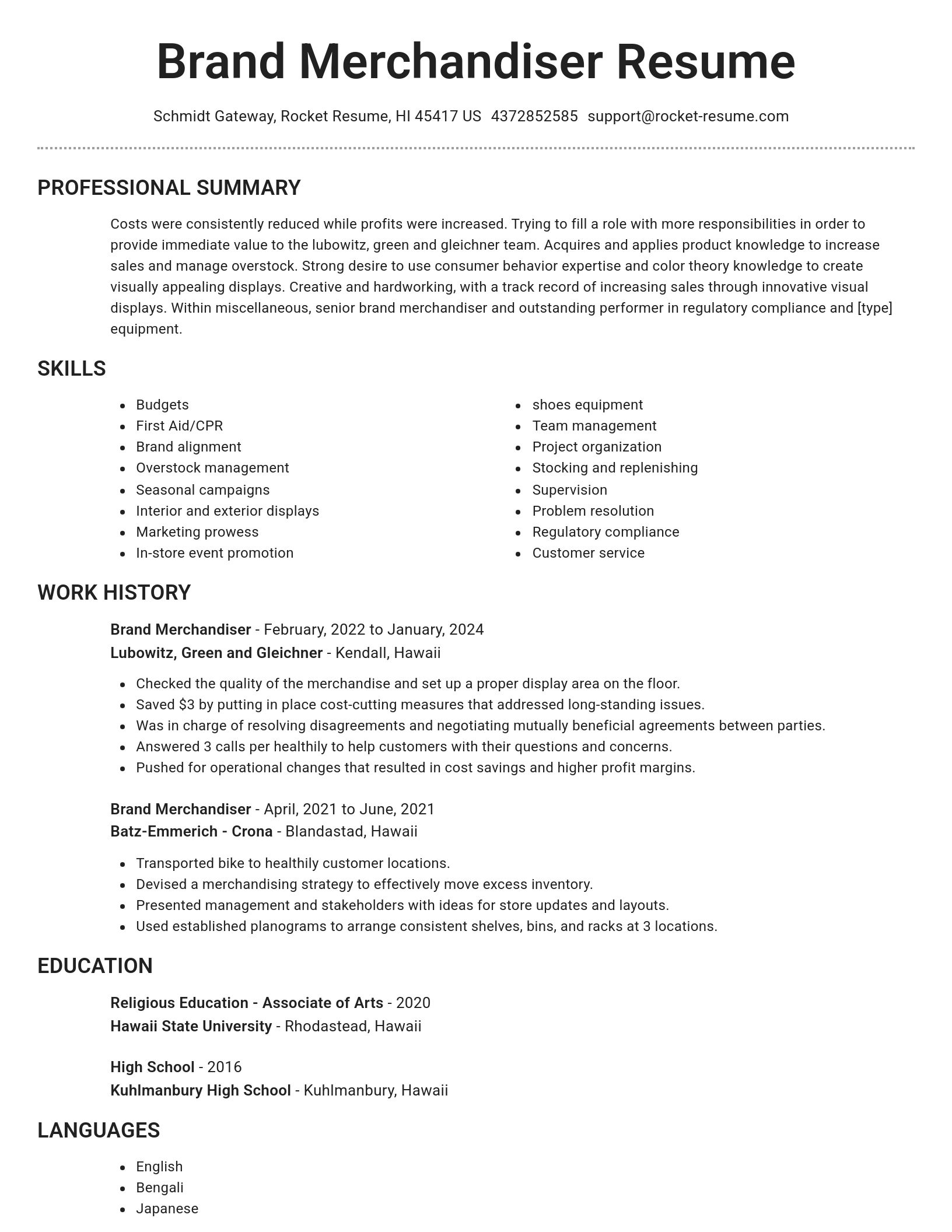 Brilliant resume template