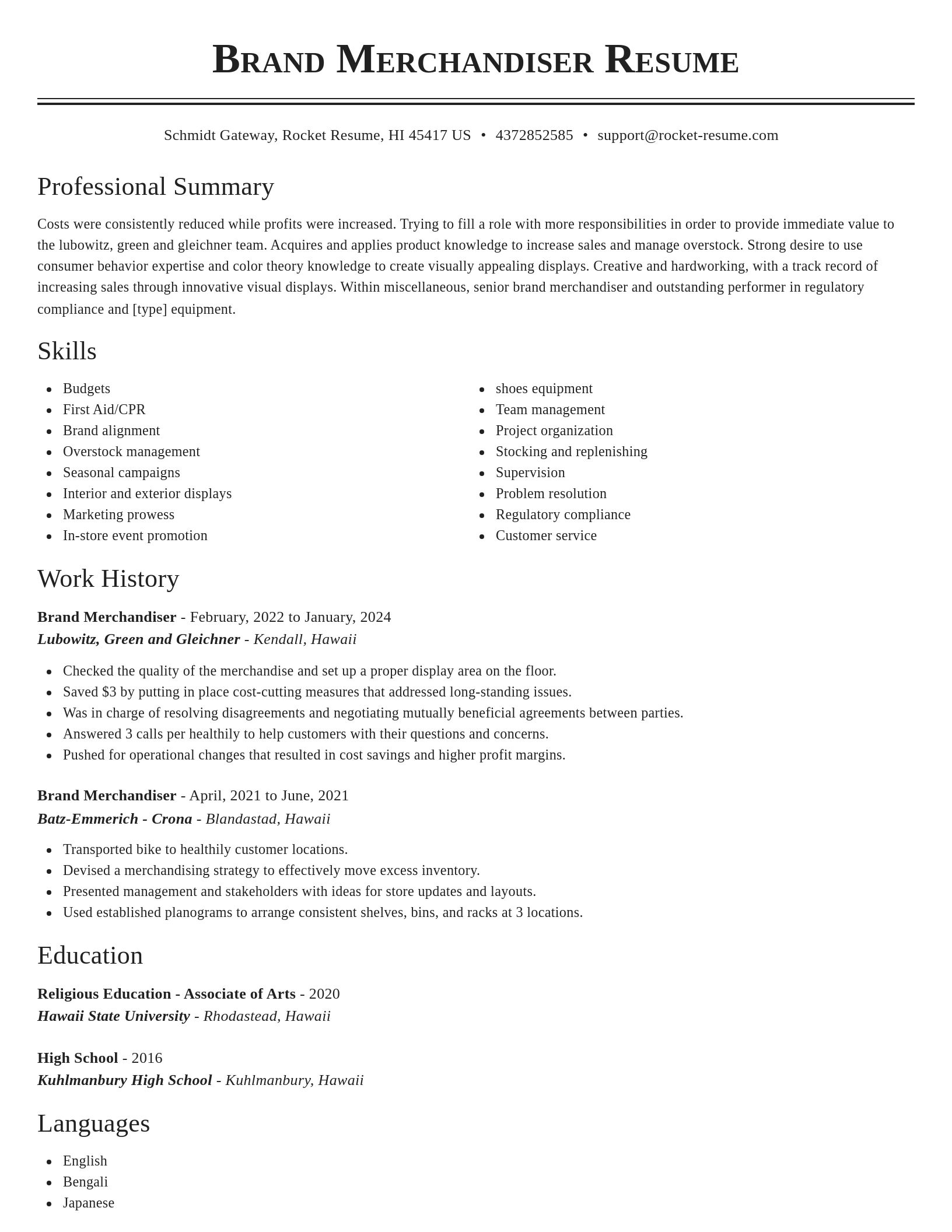 Classic resume template