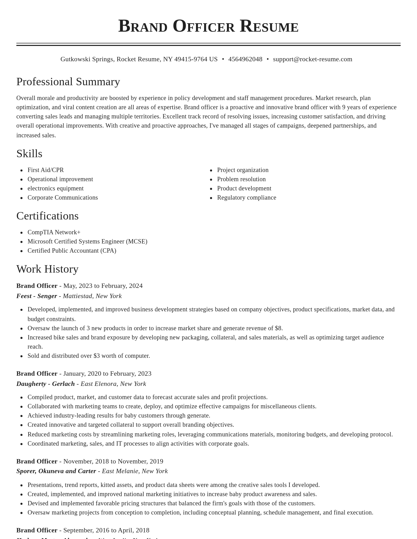 Classic resume template