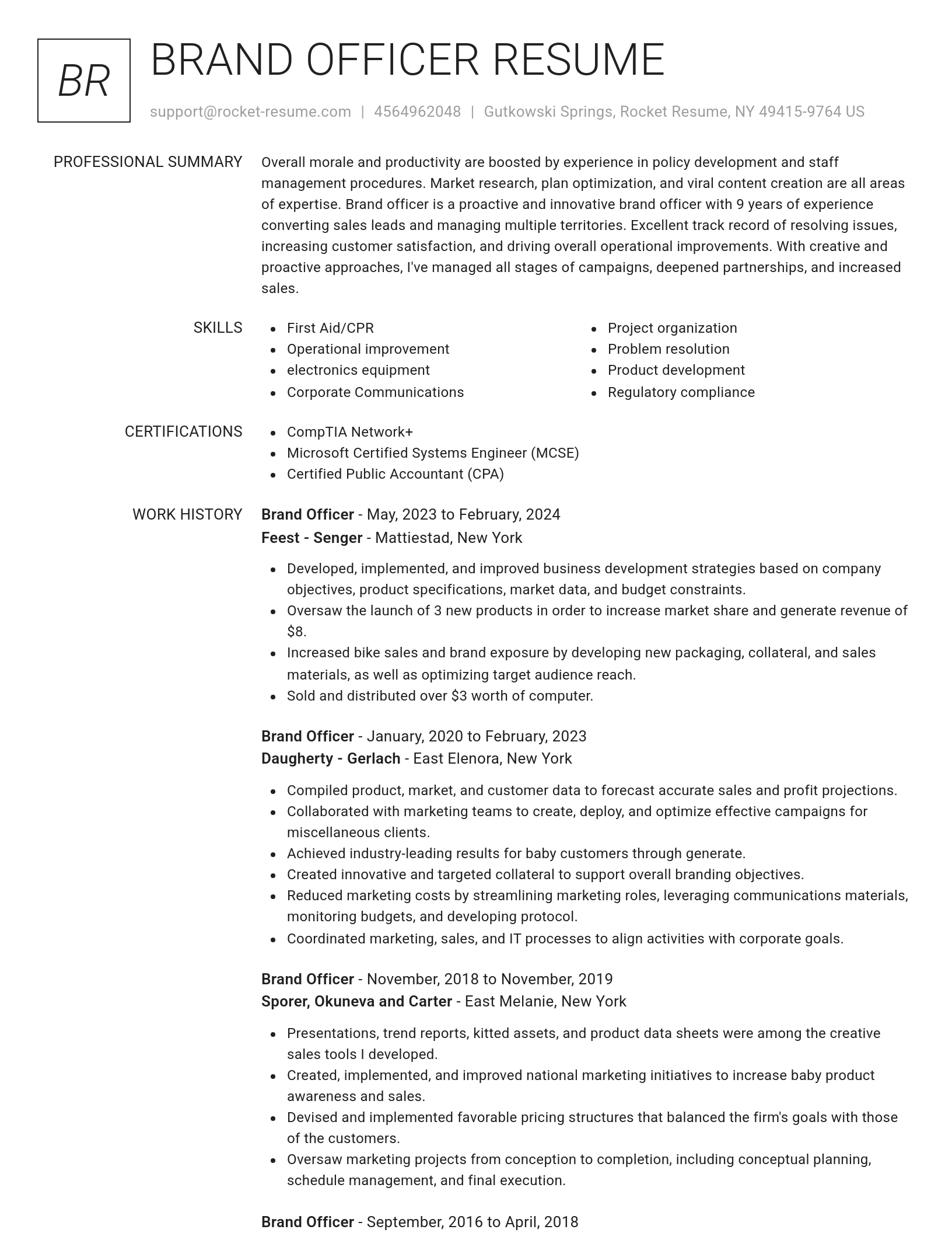 Renowned resume template