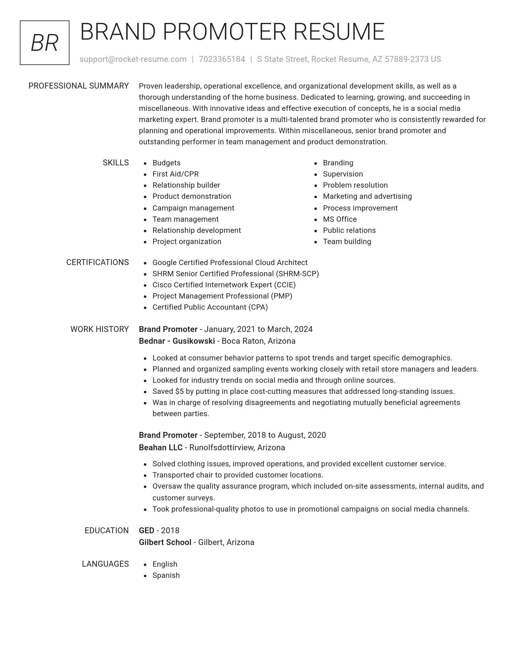Renowned resume template