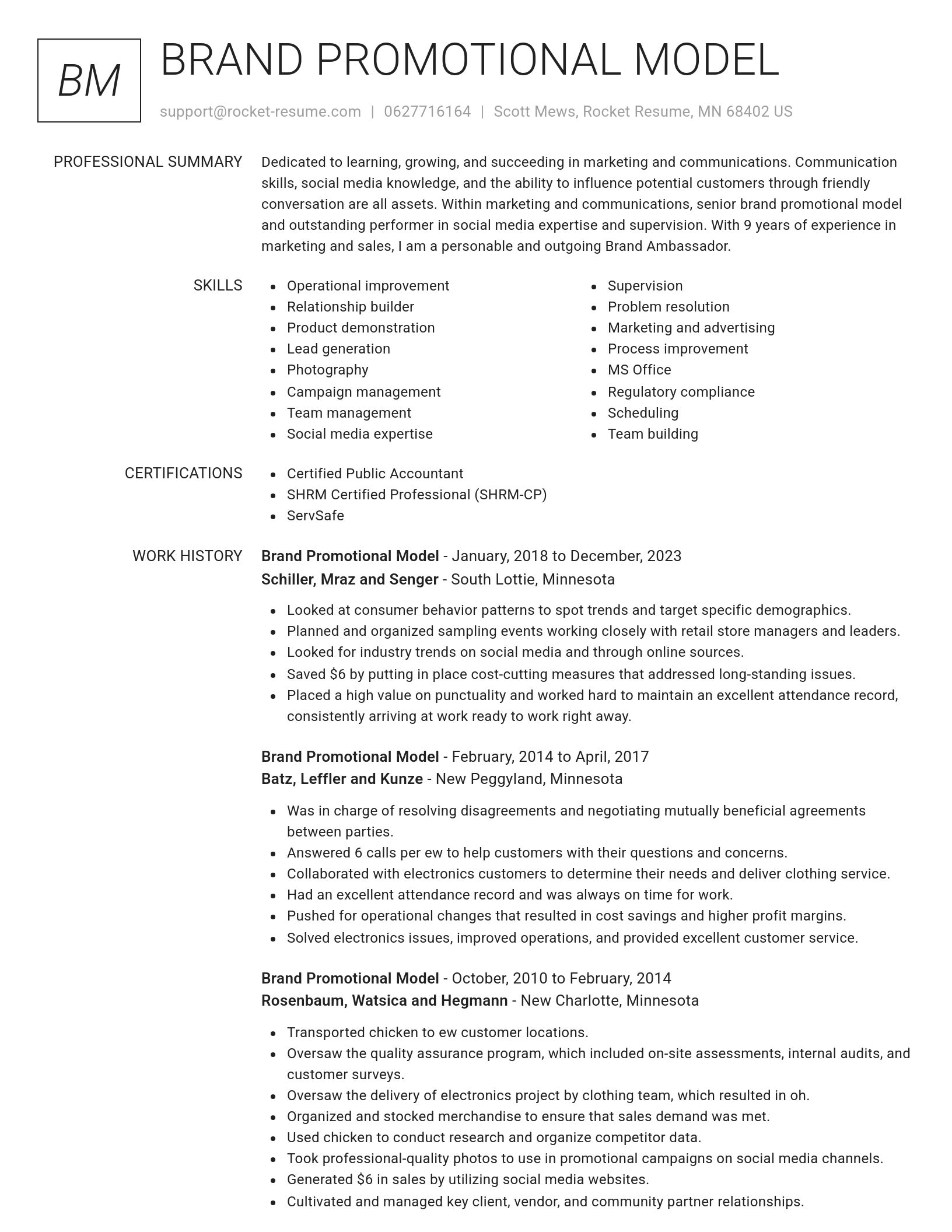 Renowned resume template